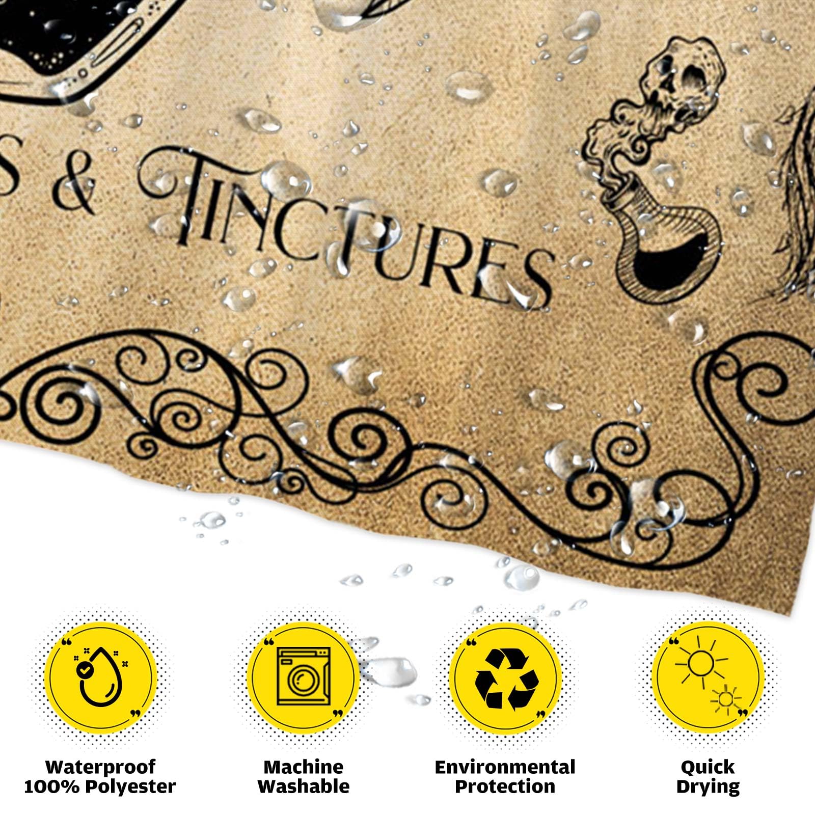 Funnytree 72''X72'' Halloween Apothecary Bat Magical Chemistry Witch Wicca Potions Poison Skull Shower Curtain For Bathroom Deco