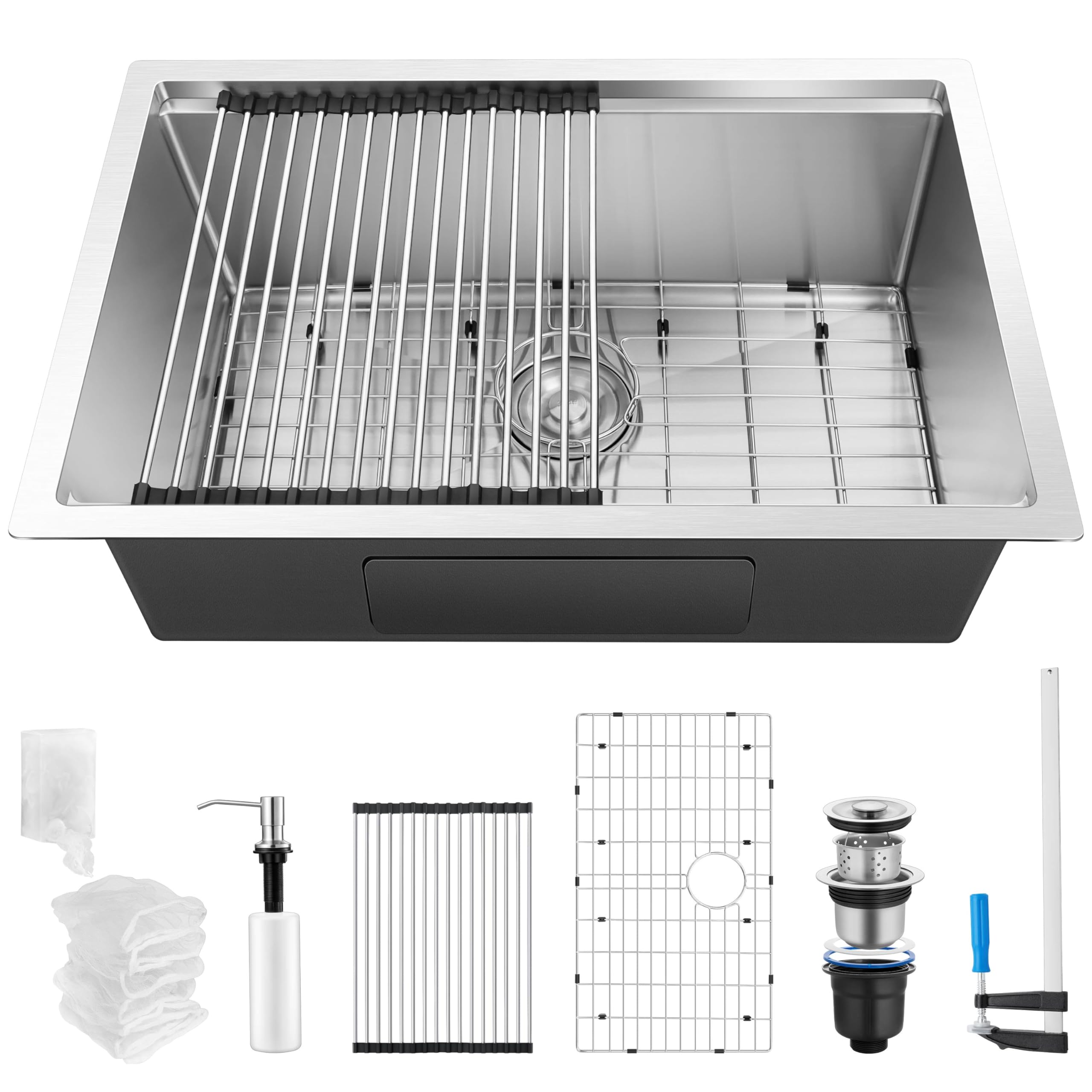 27X18Inch Undermount Kitchen Sink, Herogo Stainless Steel Single Bowl Kitchen Workstaion Sink Basin, Handmade 16 Gauge 10'' Deep