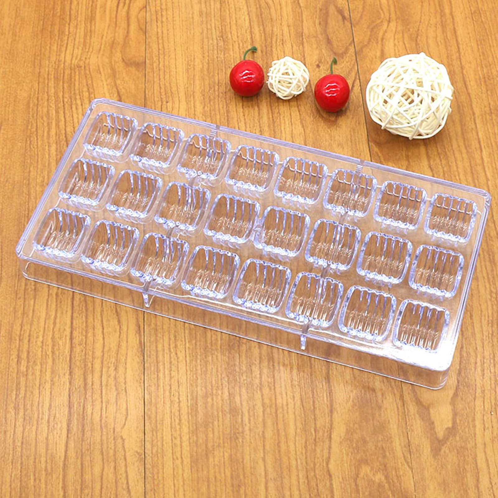 Hapyly 24 Grid Cylindrical Corrugated Shape Chocolate Candy Mold Pc Polycarbonate Chocolate Making Mould Clear