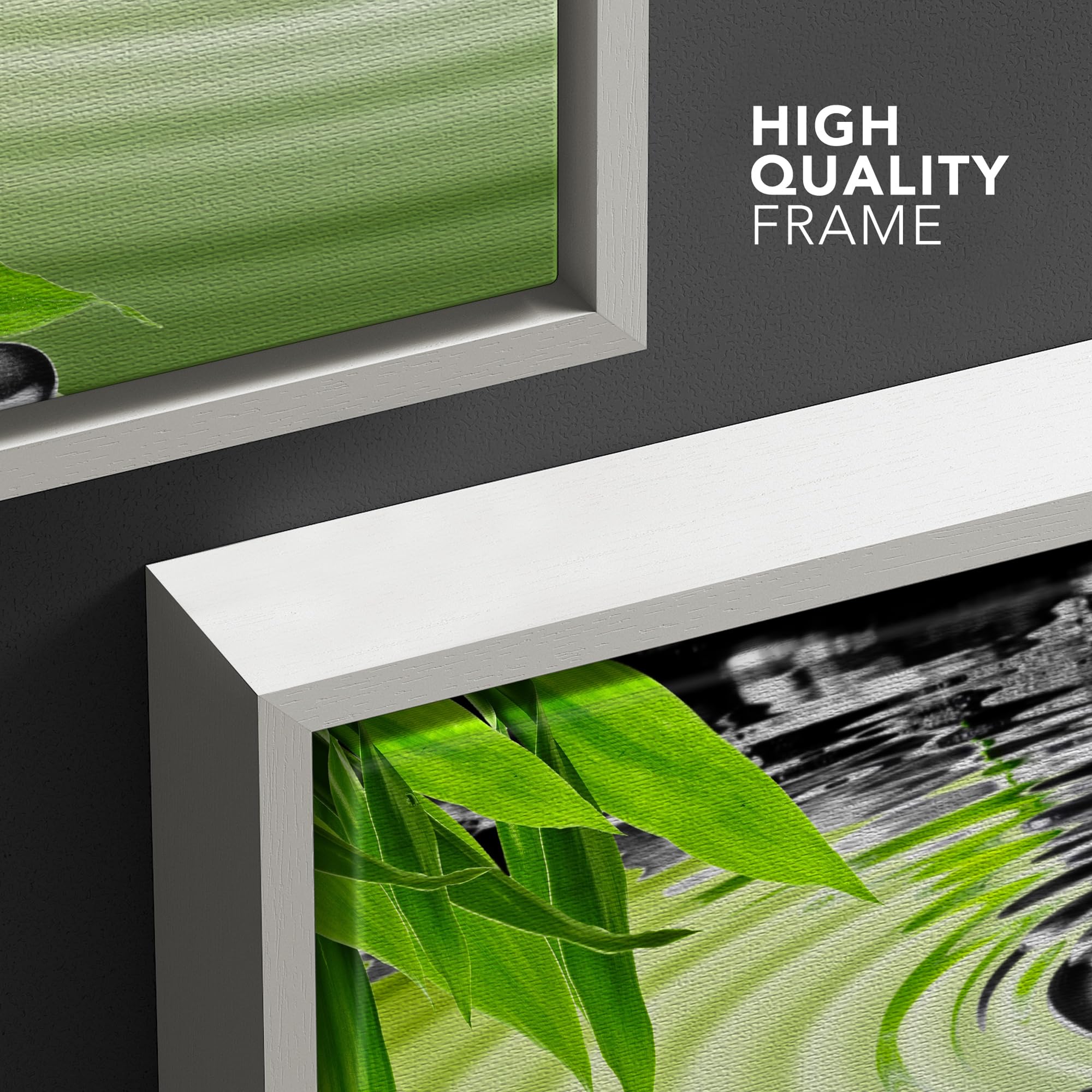 Wall26 Framed Canvas Print Wall Art Black Zen Basalt Stones With Bamboo Floral Nature Digital Art Modern Art Rustic Scenic Relax