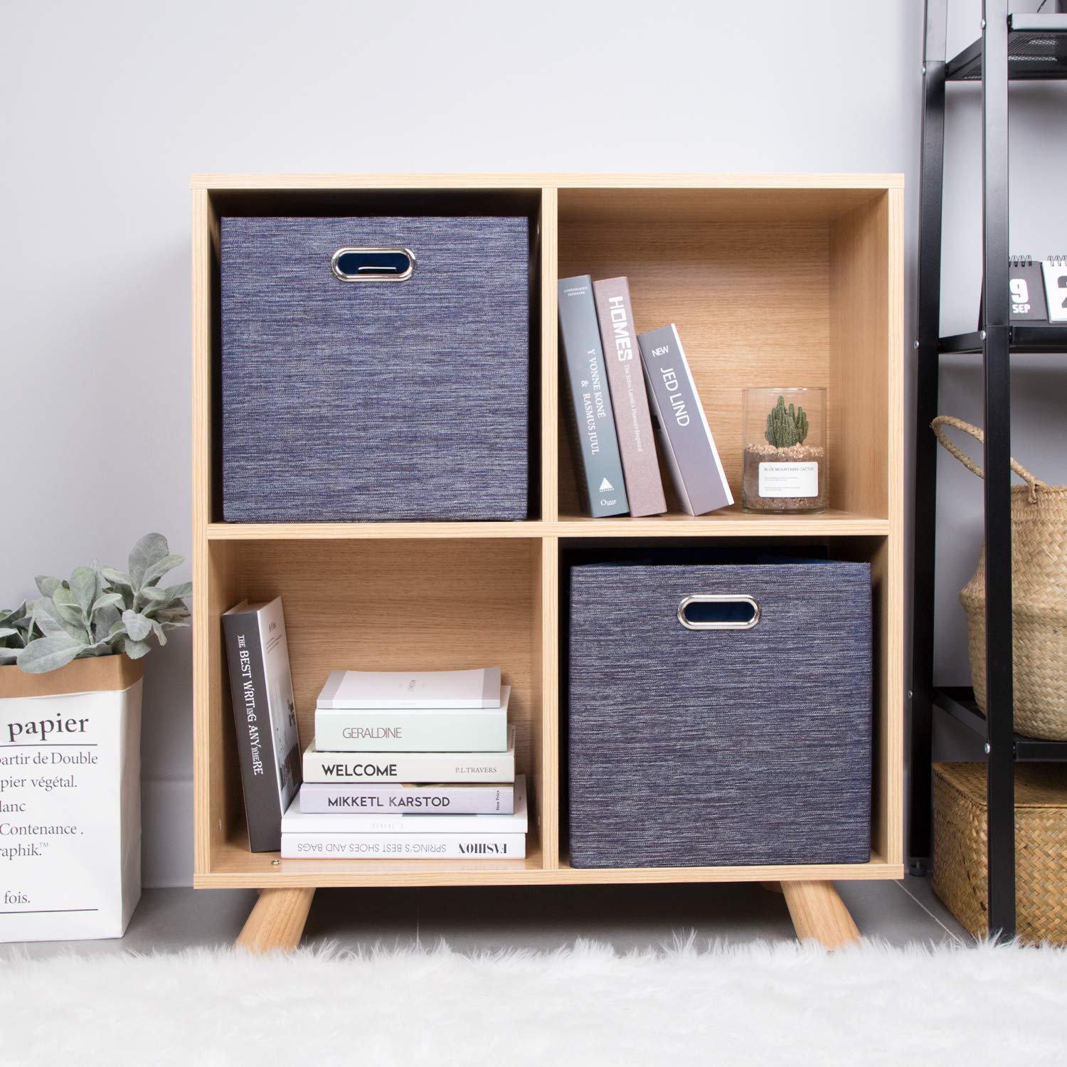 Storage Cube Basket Bins,13  13 Foldable Storage Containers For Shelf Cabinet Bookcase Boxes,Thick And Heavy Duty Fabric Drawer