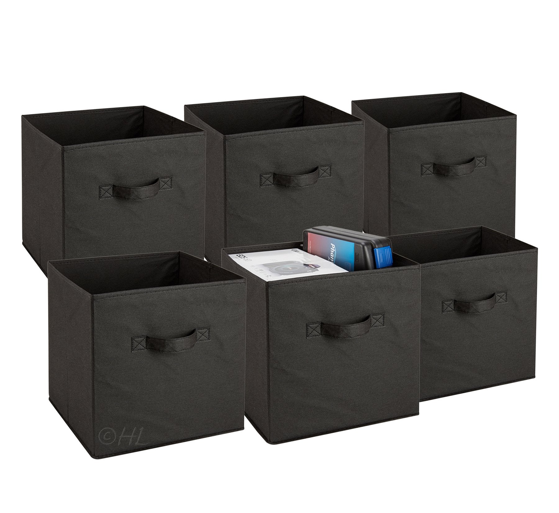 Handy Laundry Foldable Cube Storage Bins - 6 Pack - Decorative Fabric Storage Cubes Are Collapsible & Great Organizer For Shelf,