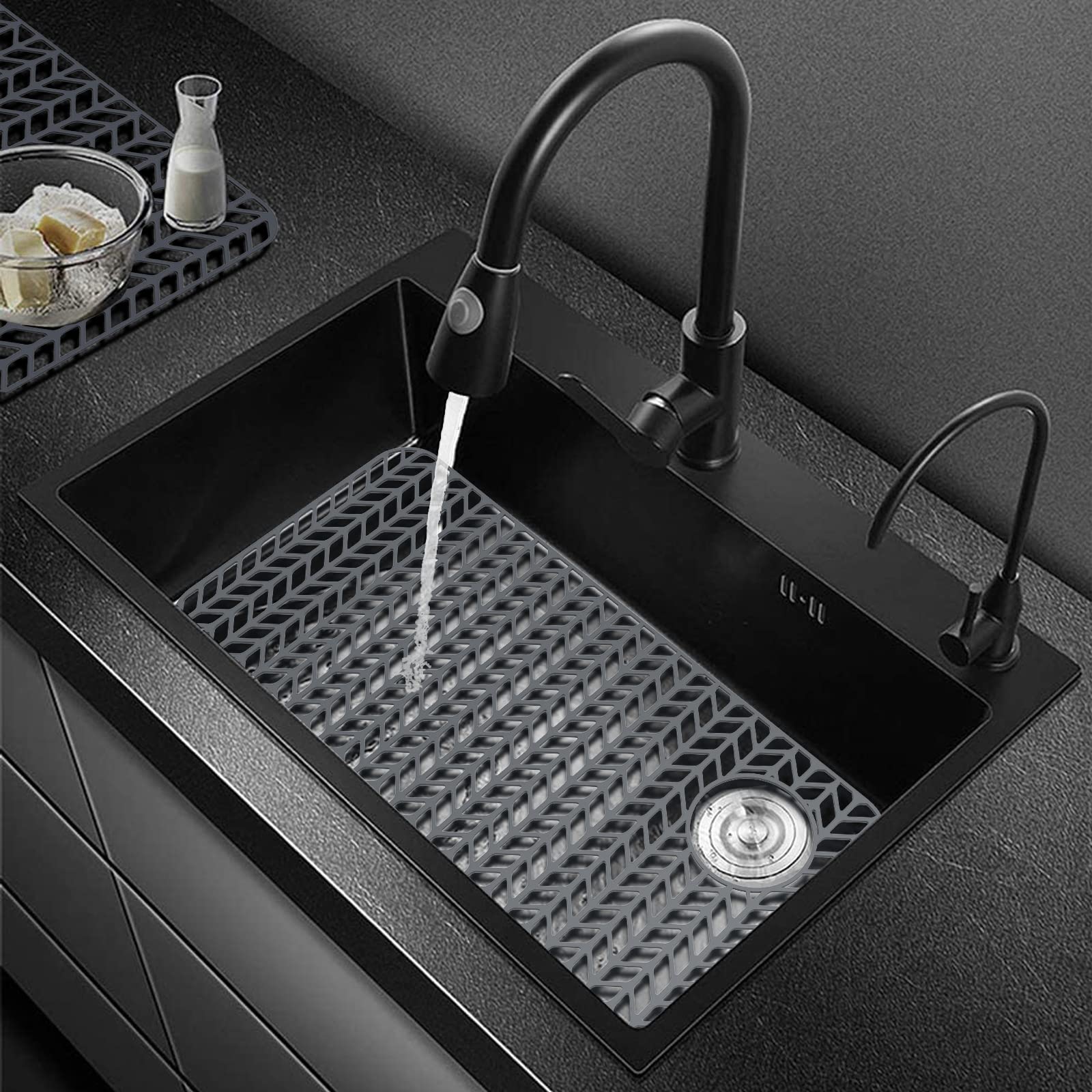 Awoke Sink Protectors For Kitchen Sink - 28.6''X 14.5'' Sink Mat - Heat-Resistant Easy-Clean Silicone Sink Mat - For Protection