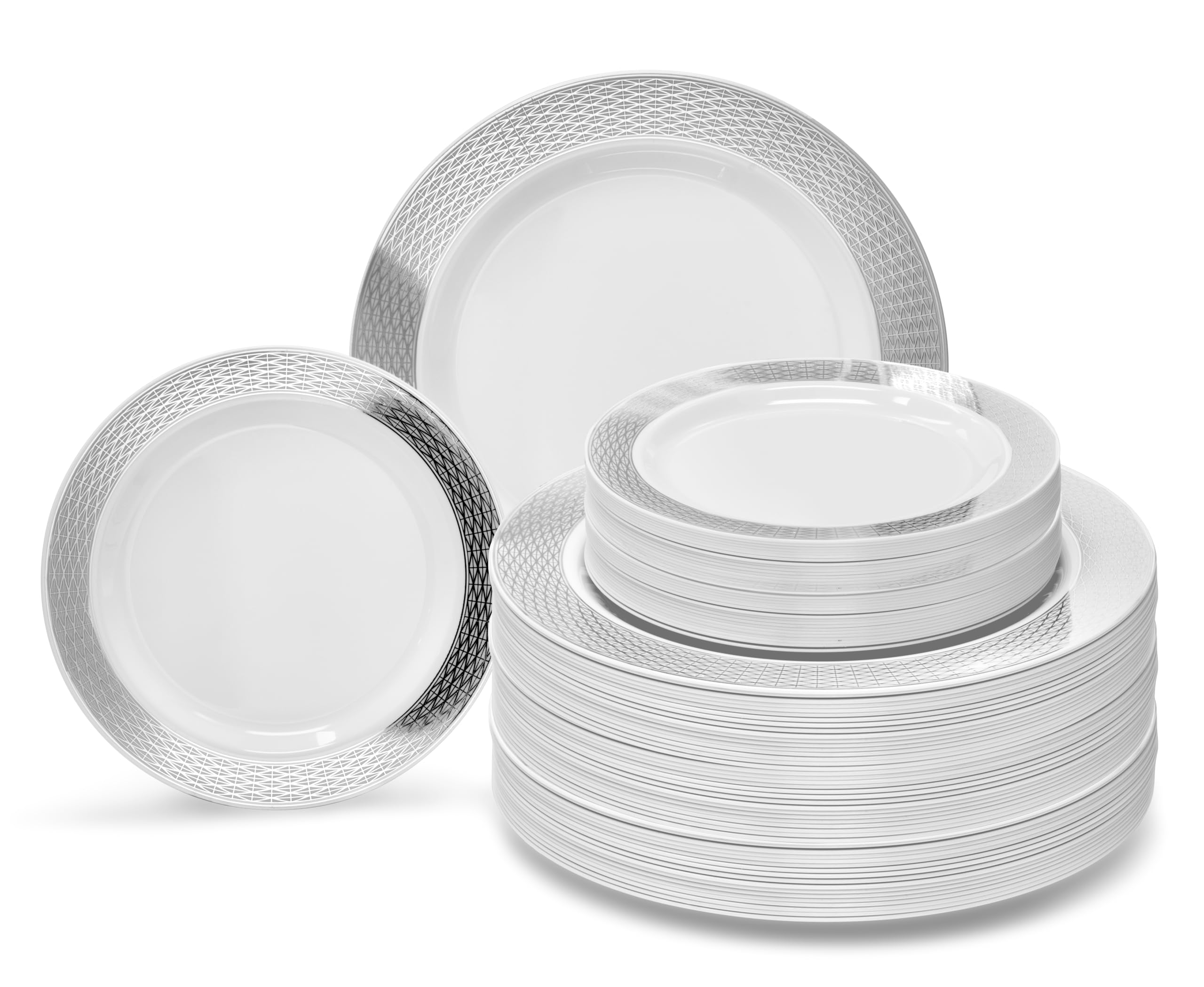 Occasions 120 Plates Pack,(60 Guests) Heavyweight Premium Wedding Party Disposable Plastic Plates Set -60 X 10.5'' Dinner + 60 X
