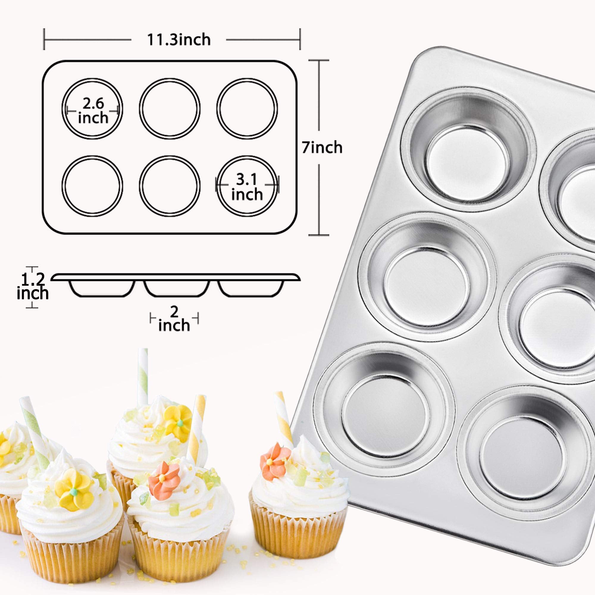 Teamfar Muffin Pans For Baking, Cupcake Pan Tray Set For Making Cakes Cornbread Quiche And More, Healthy & Non Toxic, Oven & Dis