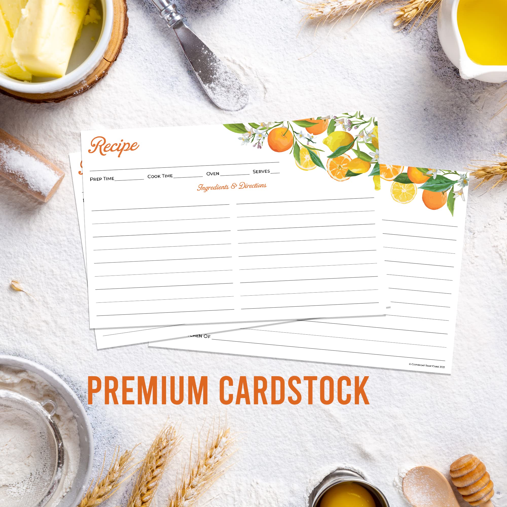 4X6 Recipe Cards Double Sided, 60 Pcs. Recipe Sheets, Kitchen Decor, Premium & Durable Kitchen Supplies, Easy To Write On Recipe