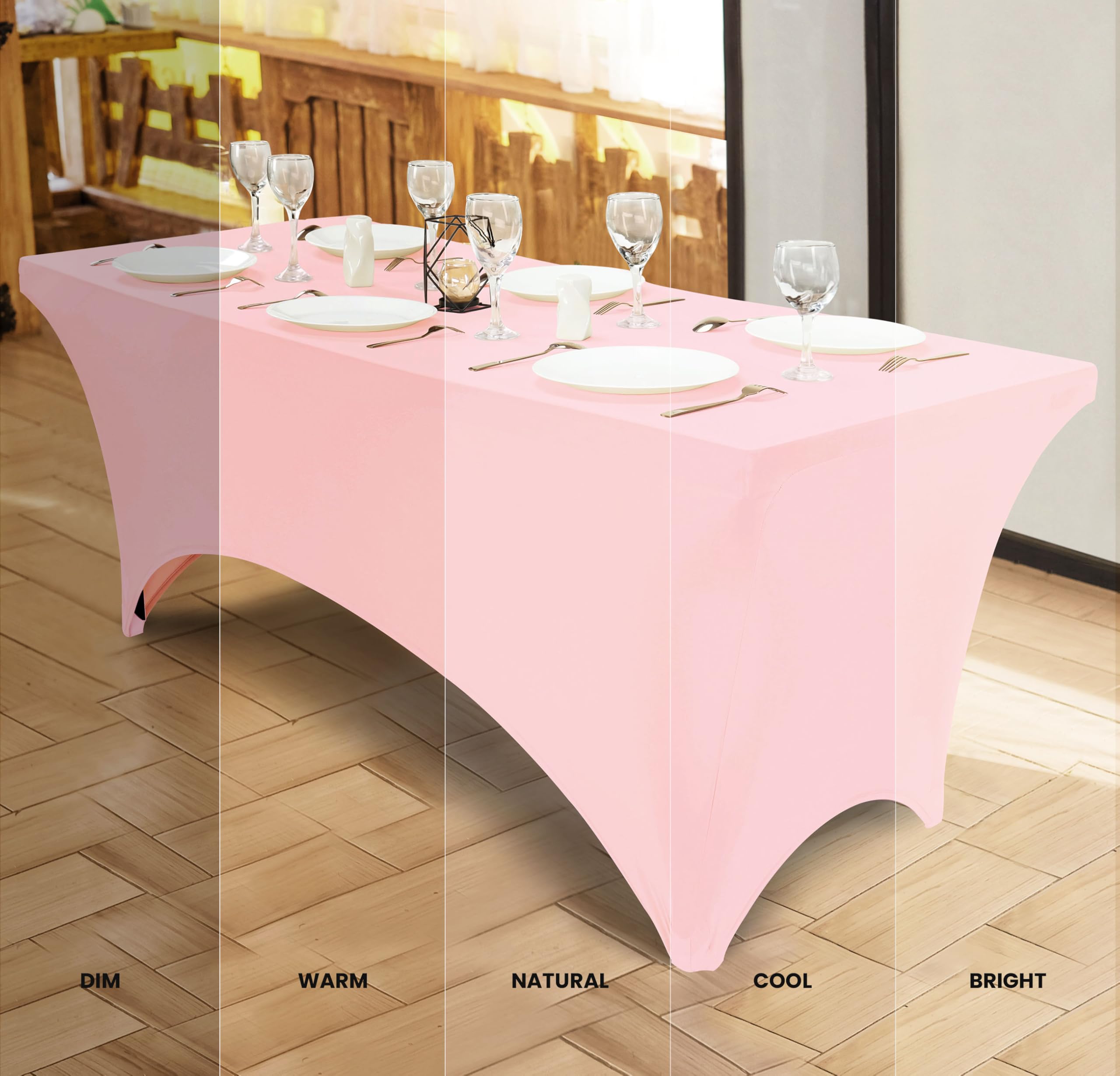 Utopia Kitchen Spandex Tablecloth 2 Pack [4FT  Pink] Tight  Fitted  Washable and Wrinkle Resistant Stretch Rectangular Patio Table Cover for Event  Wedding  Banquet & Parties [48Lx30Wx30H Inch]