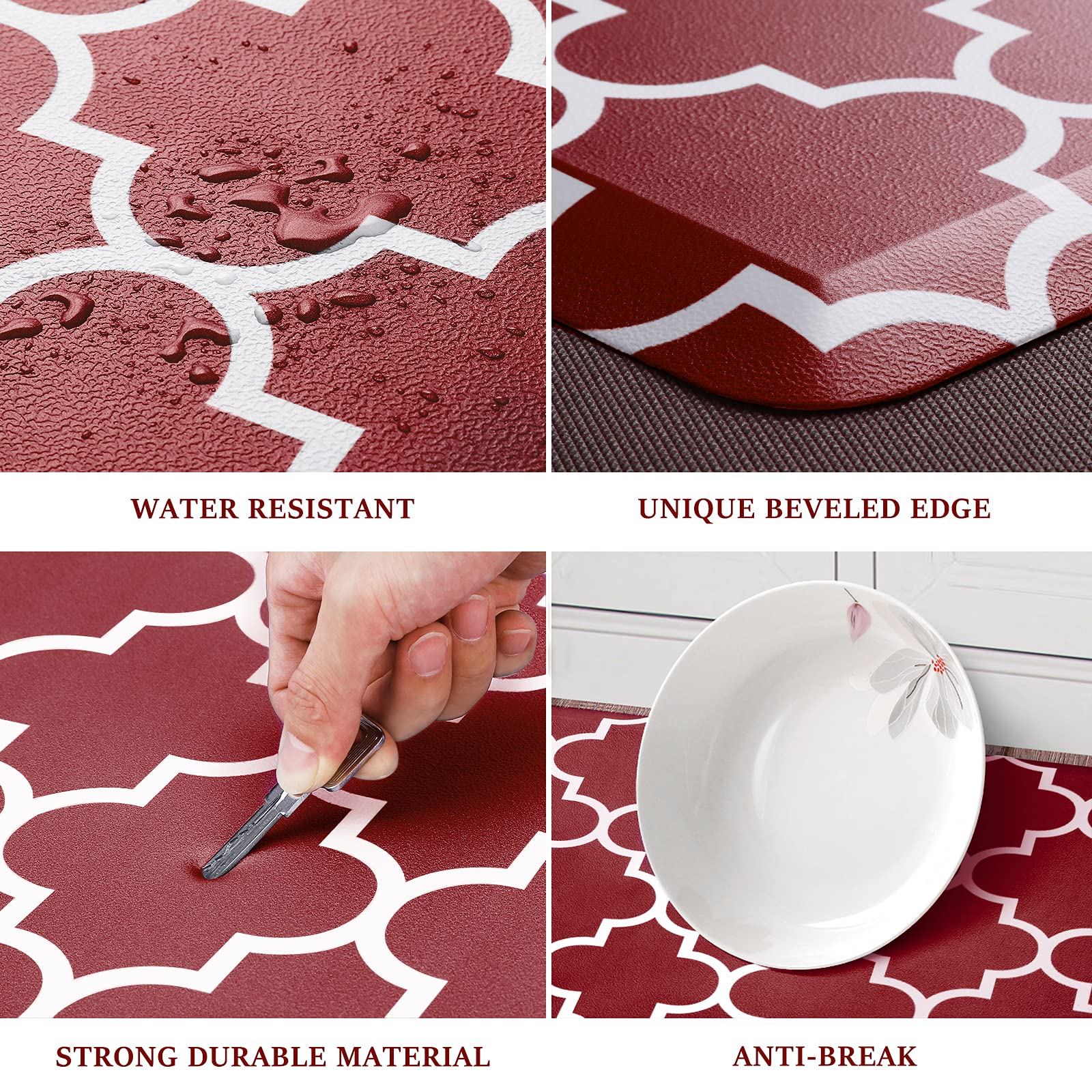 Wiselife Cushioned Anti-Fatigue Mats,17.3''X 28'',Non Slip Waterproof Heavy Duty Pvc Ergonomic Comfort Rug For Kitchen, Floor Ho