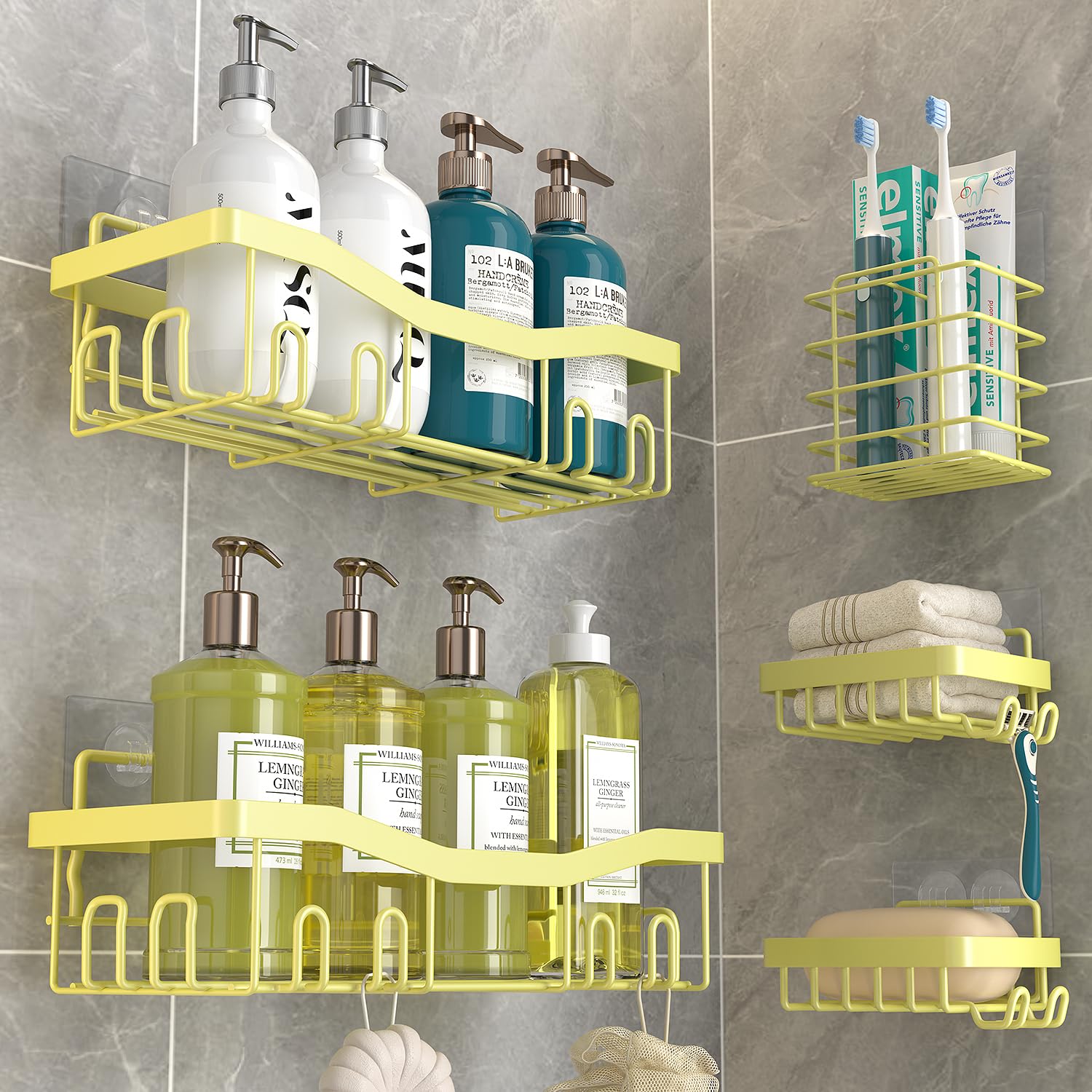 Youvip Shower Caddy, Shower Organizers [5-Pack], Rustproof Bathroom Shower Shelves For Inside Shower, Adhesive Shower Caddy With