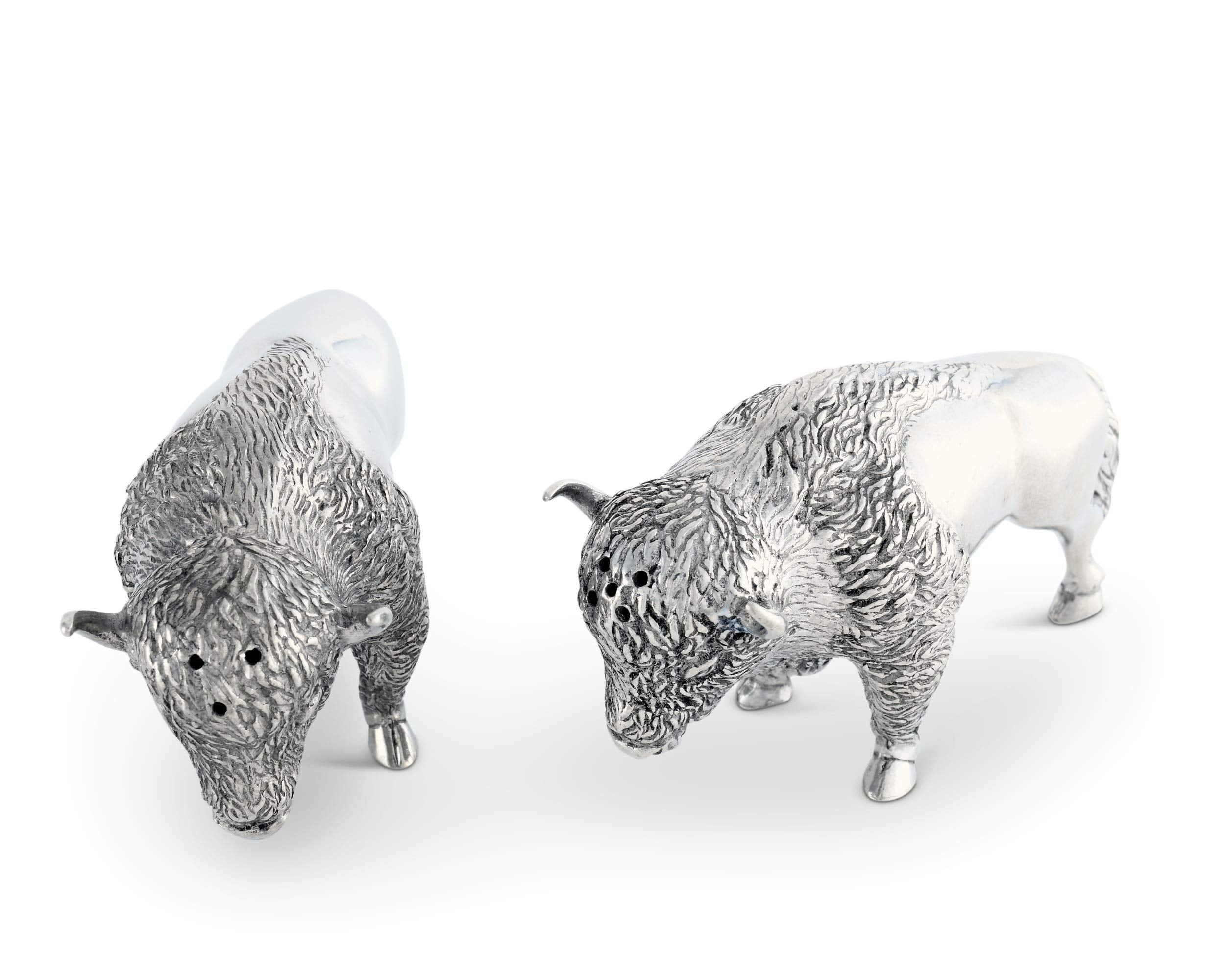 Vagabond House Pewter Bison Salt And Pepper Set 3'' Tall - Western Tableware S/P Shaker
