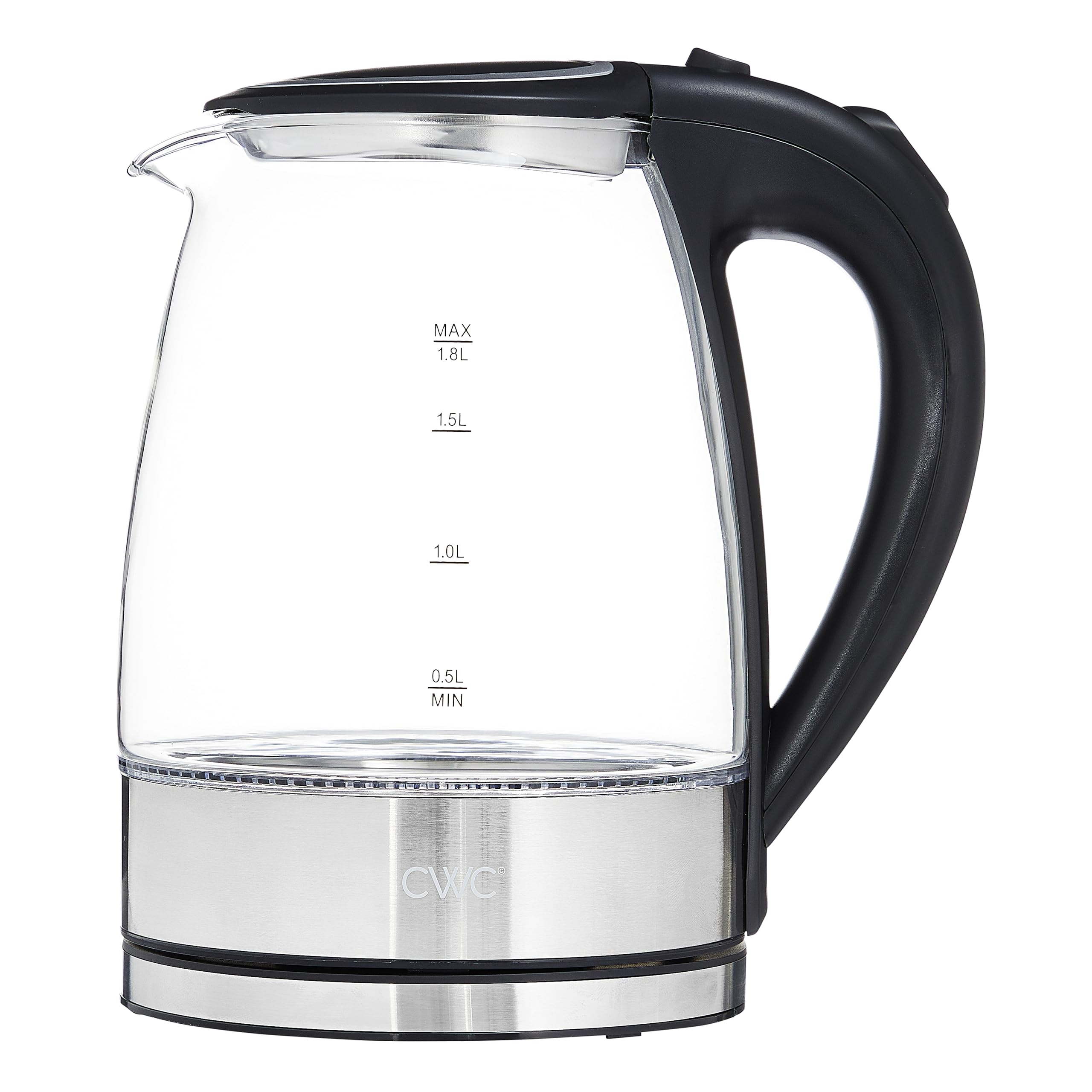 Cook With Color Glass Electric Kettle 1.8L - Rapid Boil, Sleek Design, And Safety Features - Great For Quick And Easy, Black