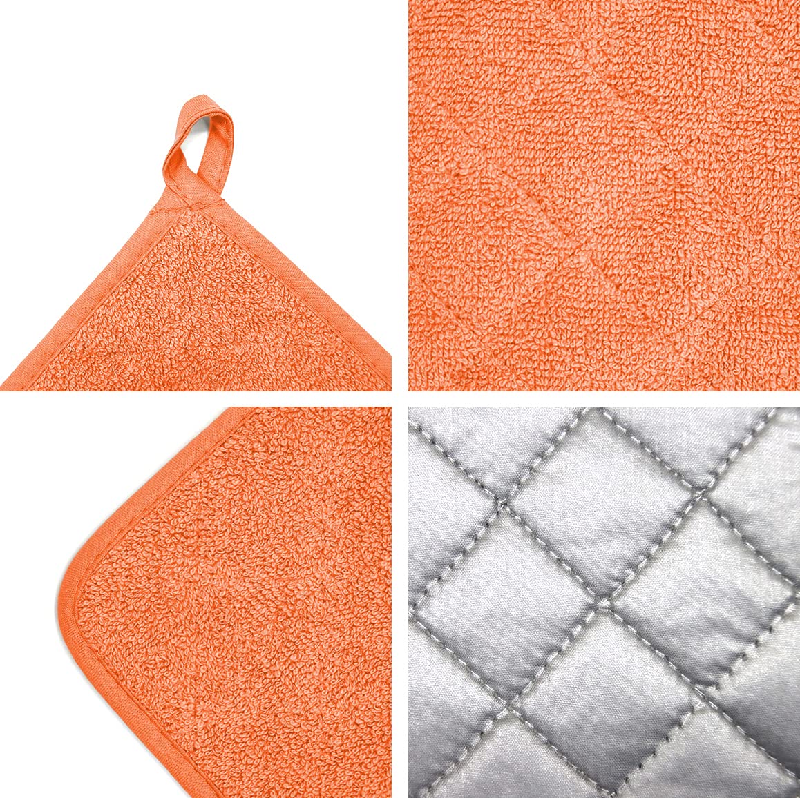Veikery Oven Pot Holders 100% Cotton,7X7 Inches,3 Packs,Perfect For Cooking, Baking, Serving, Bbq Or Dinner Party (Orange, 3)