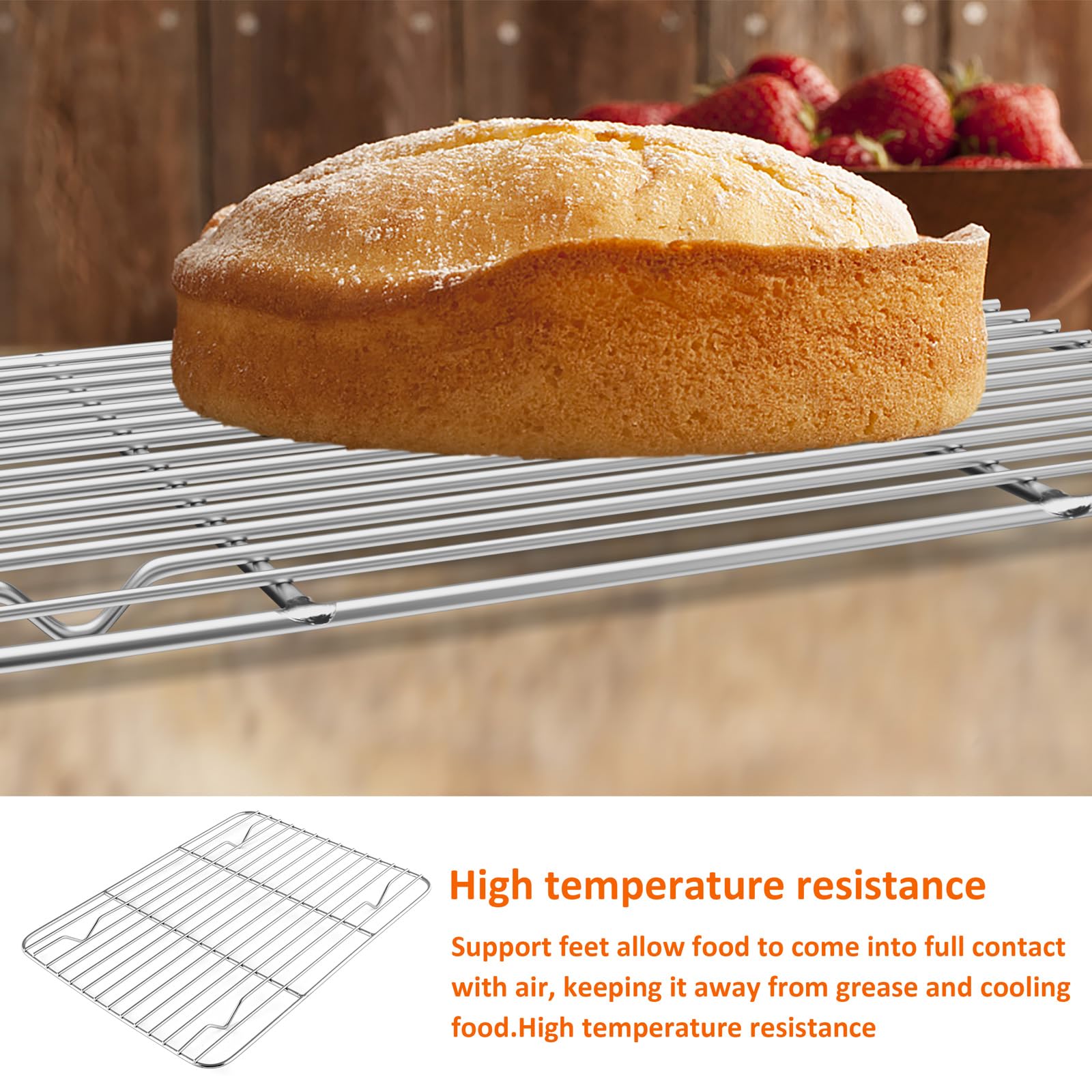 Leonyo Roasting Pan With Rack, 14 Inch Turkey Roasting Pan & Cooling Rack, Stainless Steel Baking Pans Non Stick Roaster Pan Wit