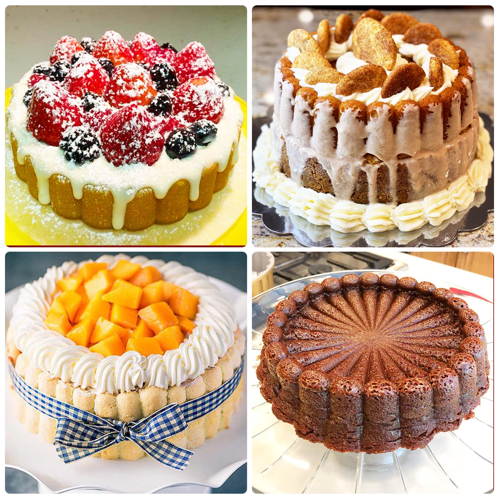 Palksky Charlotte Cake Pan Silicone, Nonstick, 8 Inch Round Cake Molds For Baking