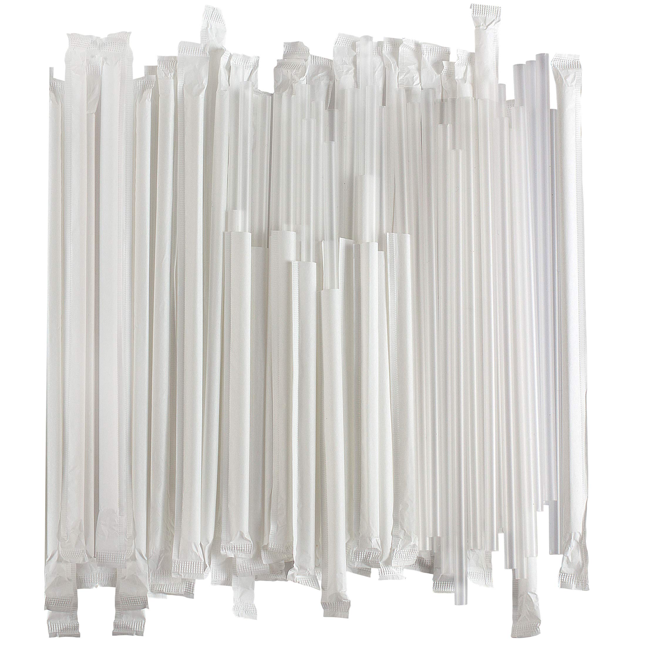 Disposable Plastic Drinking Straws - Individually Paper Wrapped (Clear, 500)