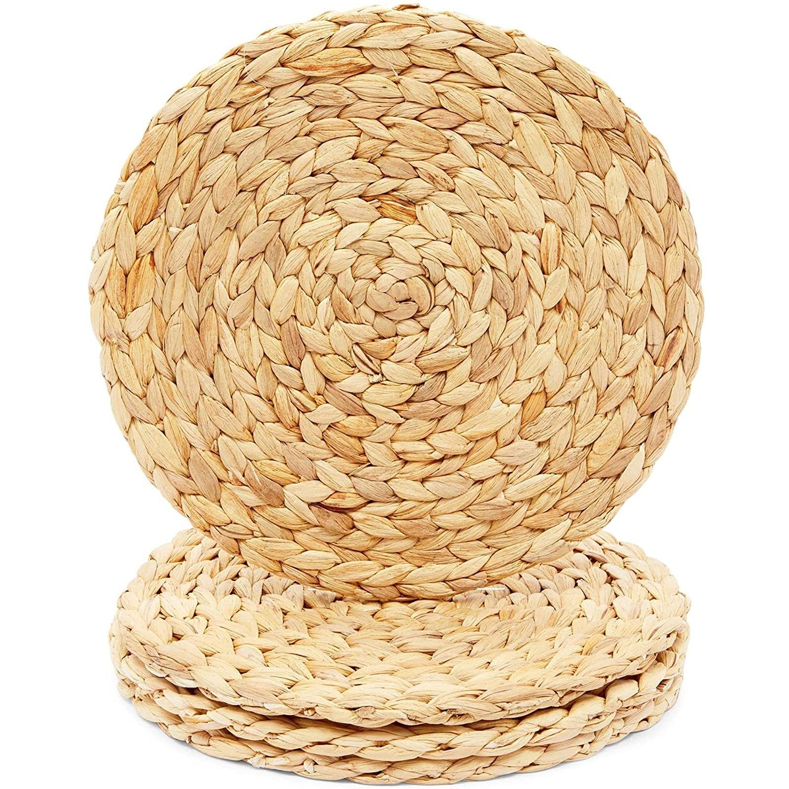 Farmlyn Creek Round Jute Woven Hyacinth Placemats (11.8 In, 4 Pack)