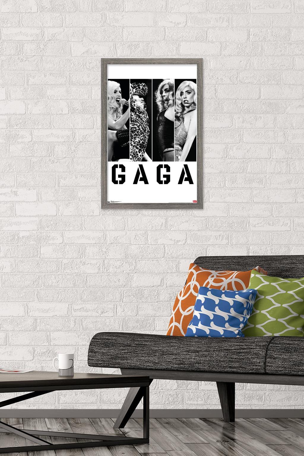 Trends International Lady Gaga - Photo Bars Wall Poster, 14.725'' X 22.375'', Barnwood Framed Version