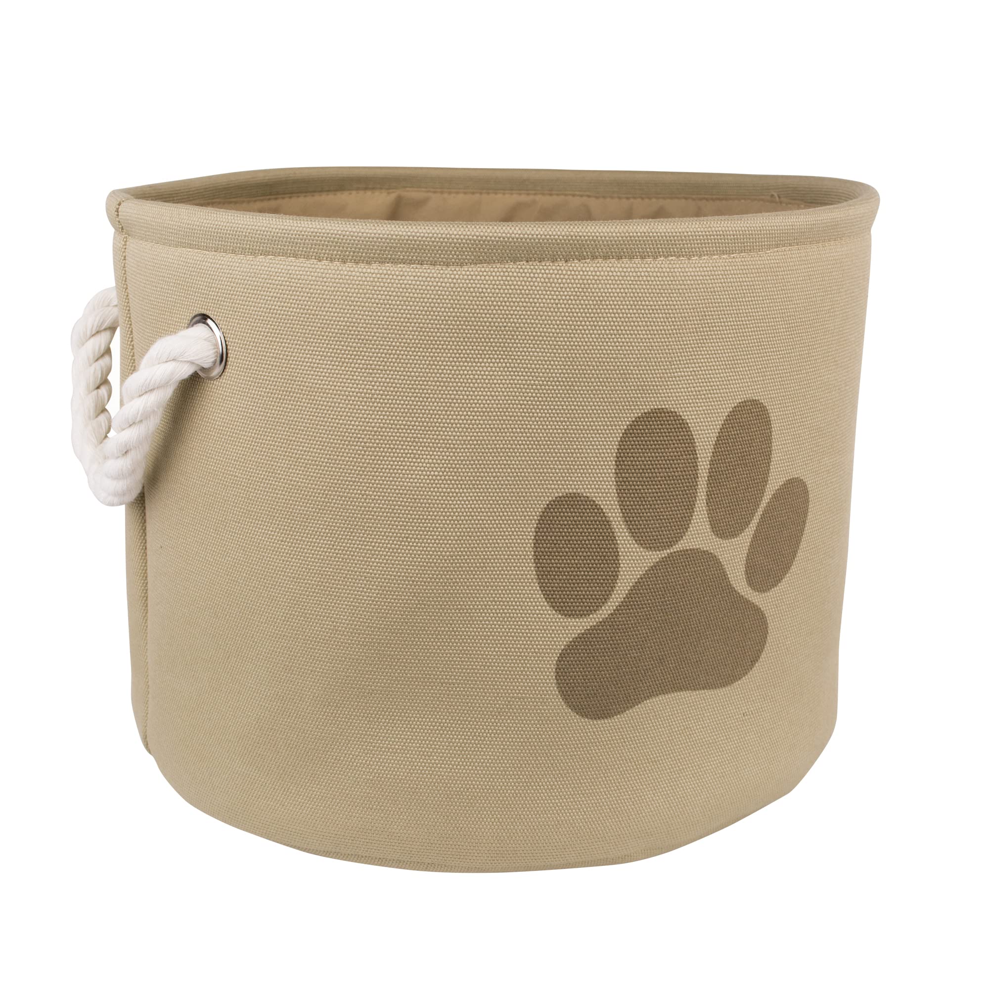 Bone Dry Pet Storage Collection Collapsible Bin  Small Round  Taupe