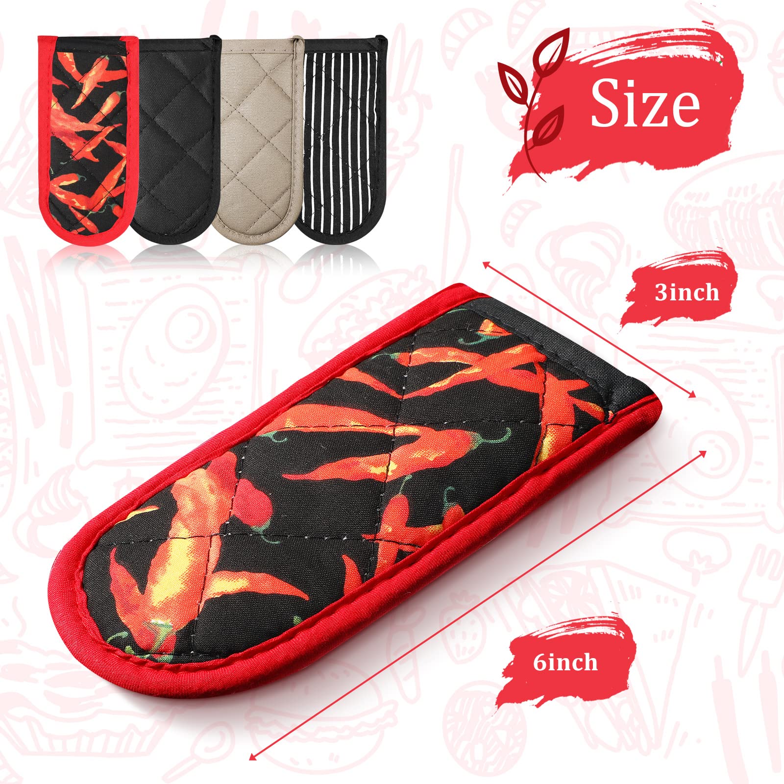 8 Pieces Pan Handle Sleeve Heat Resistant Pot Sleeve Grip Non-Slip Skillet Pot Holder Machine Washable Cast Iron Handle Cover Co