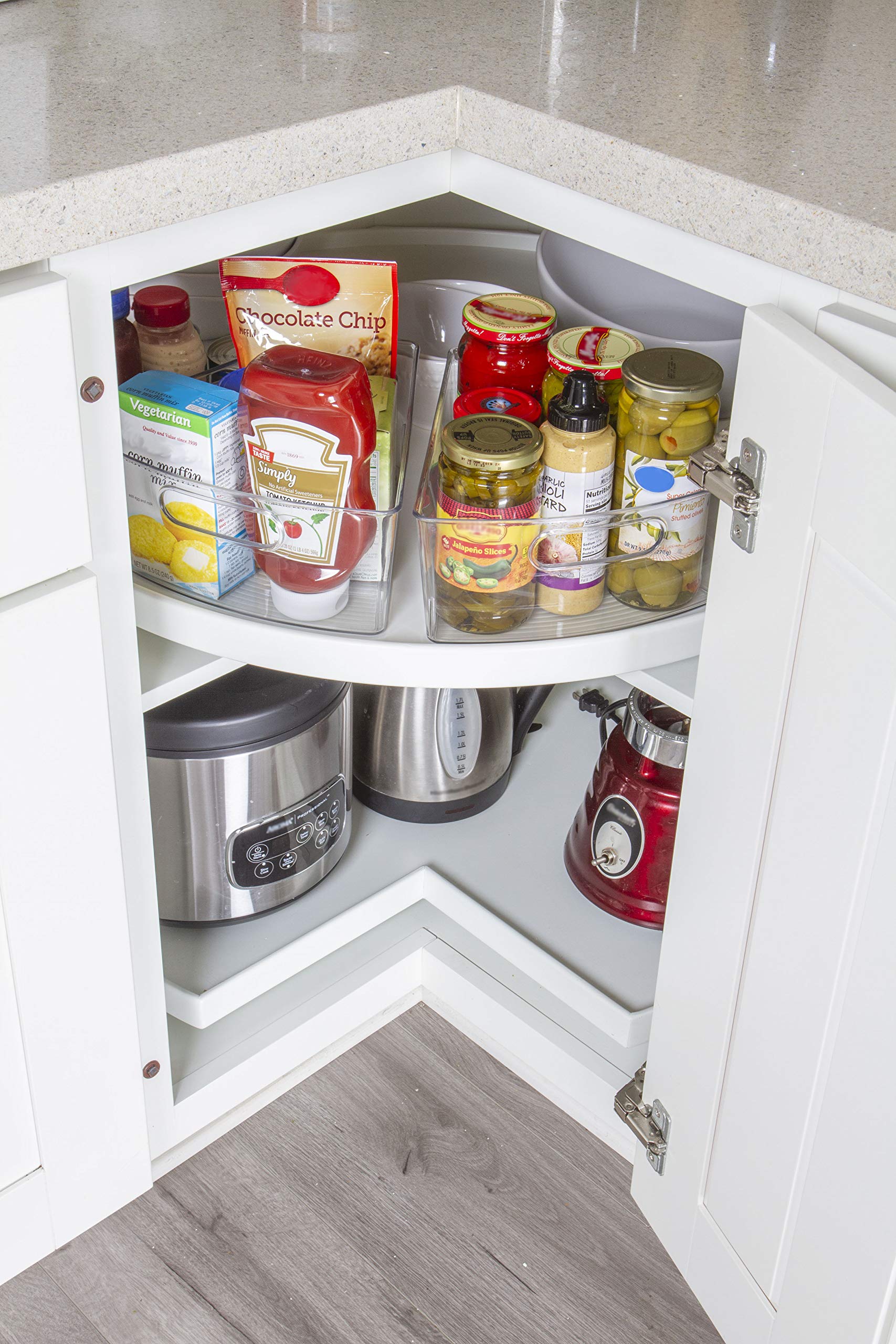 Kitchen Spaces Corner Lazy Susan Kitchen Organization, 2 Pack, Clear