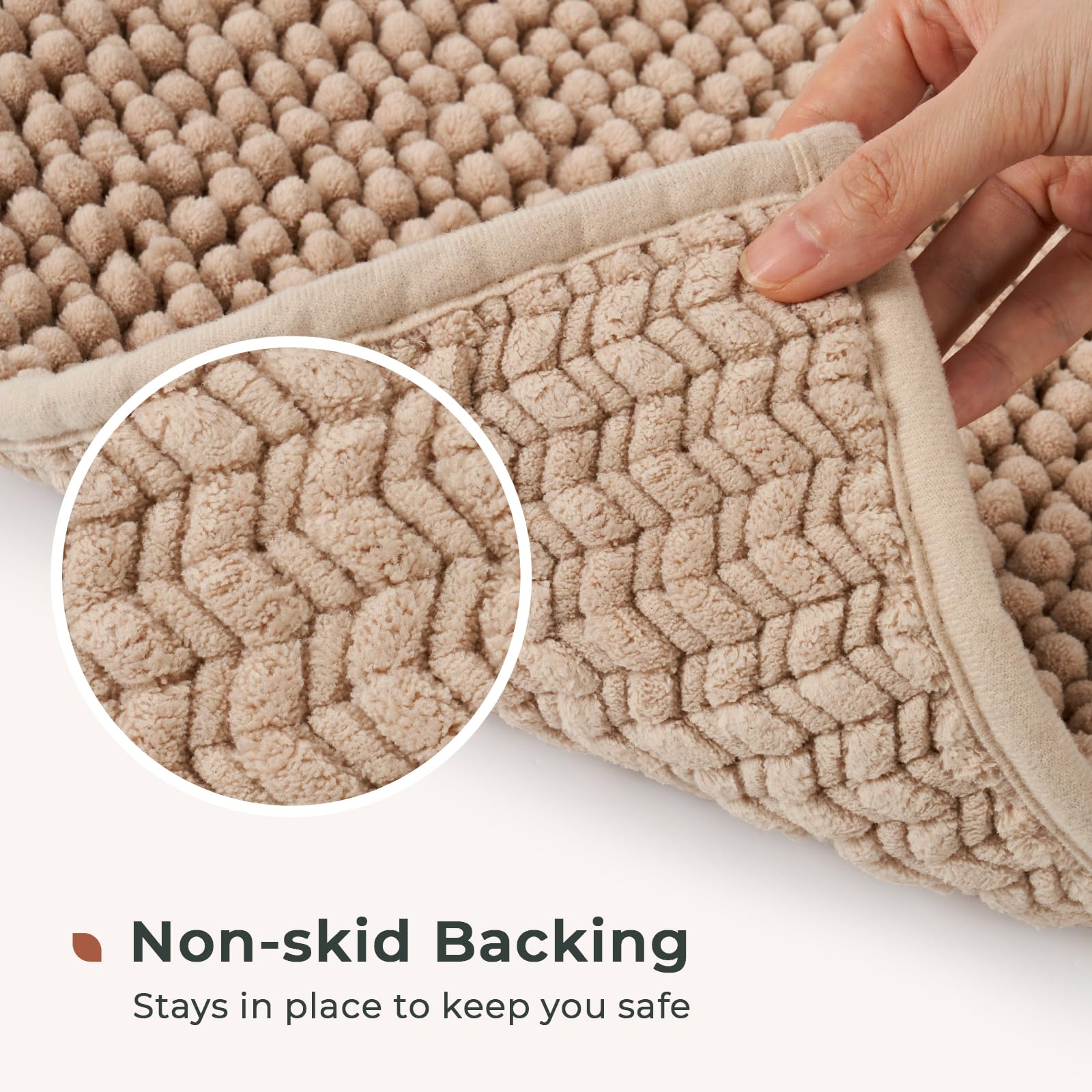 Freshmint Chenille Bathroom Rugs Sets 2 Piece 17''X24''+20''X47'', Non-Slip Bath Mats Set For Bathroom, Absorbent Bath Rug, Wash