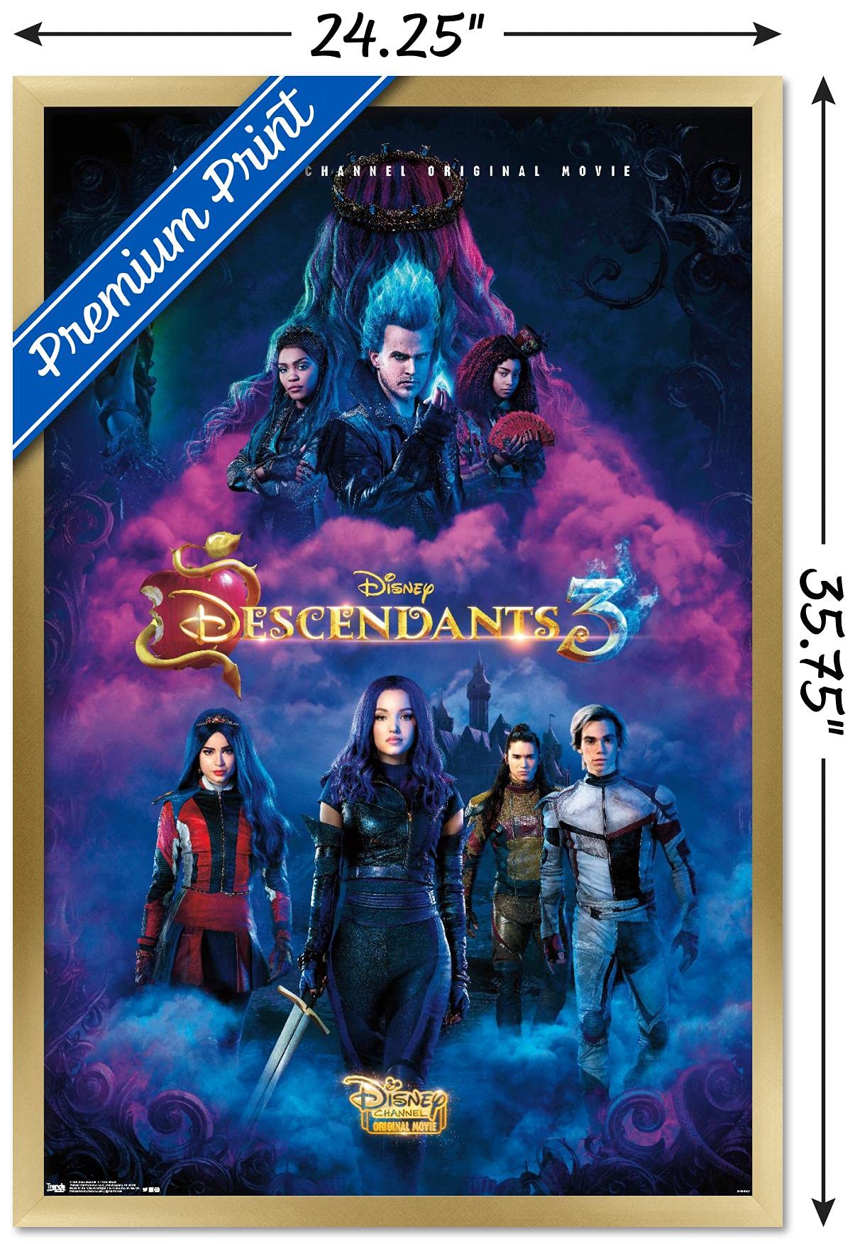 Trends International Disney Descendants 3 - One Sheet Wall Poster, 22.375'' X 34'', Gold Framed Version