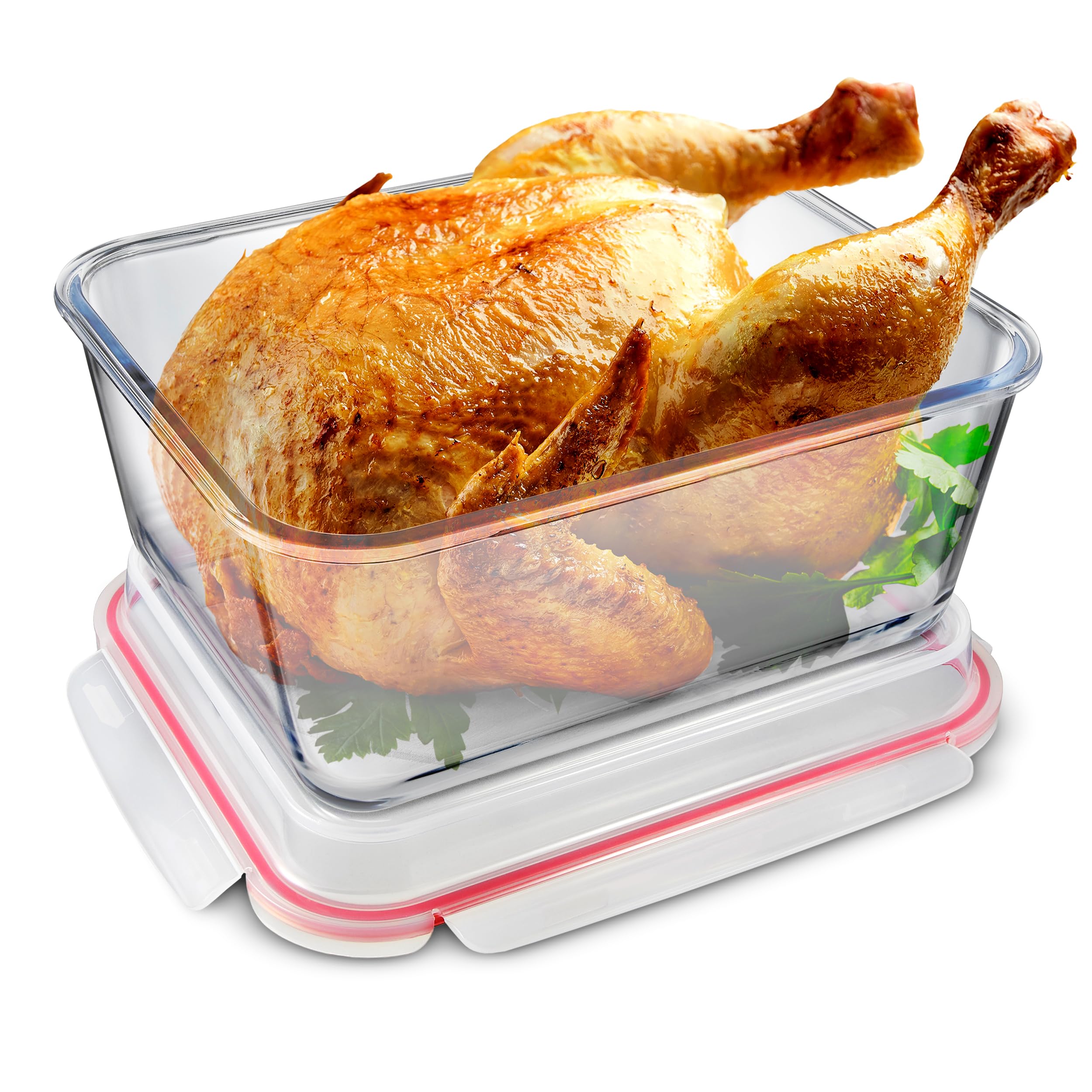 Stock Your Home 28 Cup Extra Large Rectangular Glass Food Storage Container with Lid, Modern Style, Airtight, Leak Proof, Microw