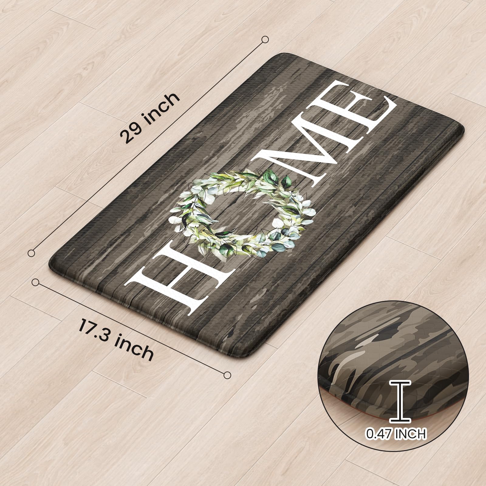 Kimode Anti Fatigue Kitchen Mat For Floor, 17.3''X29'' Farmhouse Kitchen Rug Non Slip, Cushioned Padded Kitchen Floor Mat, Comfo