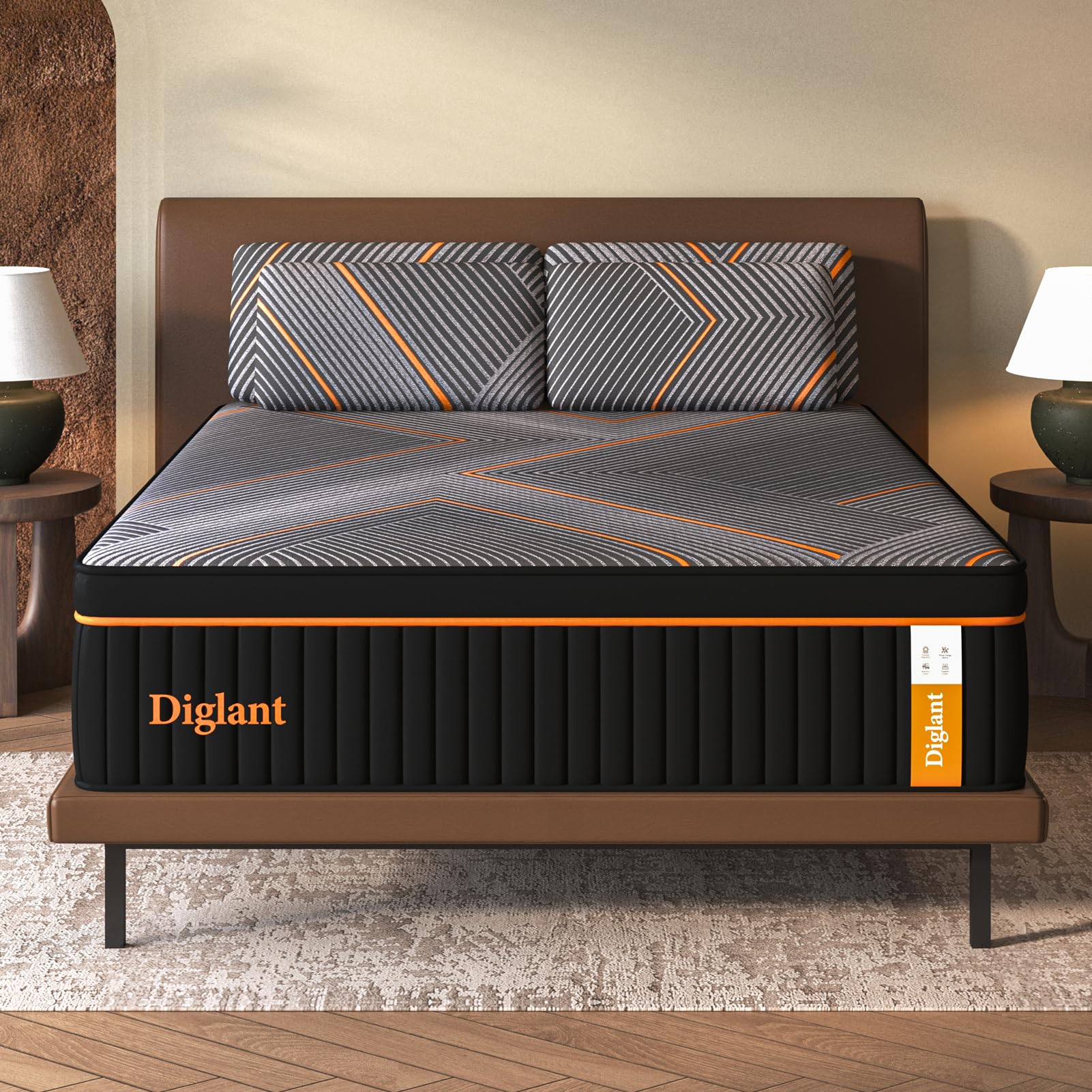 DIGLANT Queen Mattress, 14 Inch Plush Hybrid Mattress Memory Foam with Individually Pocket Springs Queen Size Mattress in Box, P