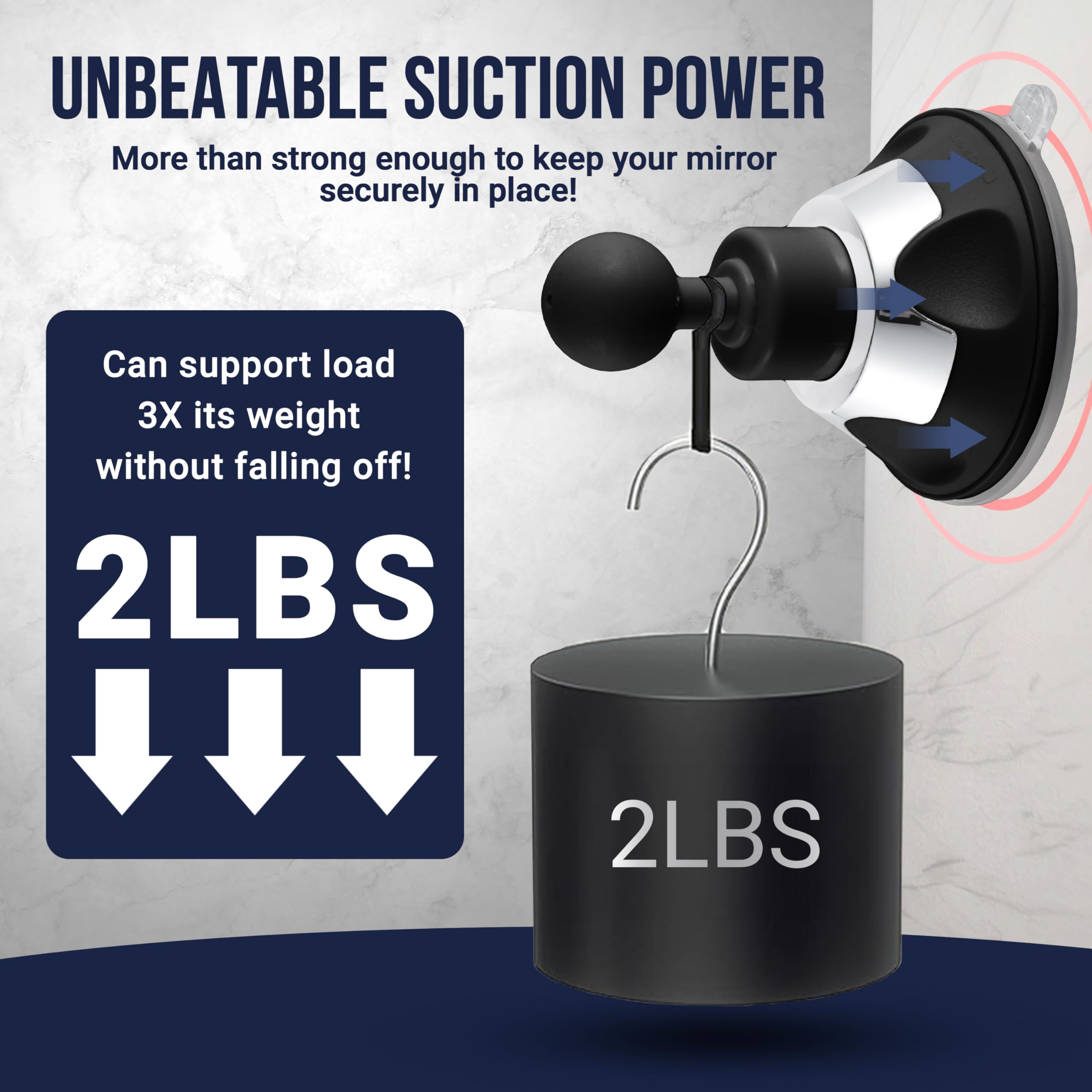 Mirrorvana Fogless Shower Mirror For Shaving With Upgraded Suction, Anti Fog Shatterproof Surface And 360 Swivel, 1X Magnifying,