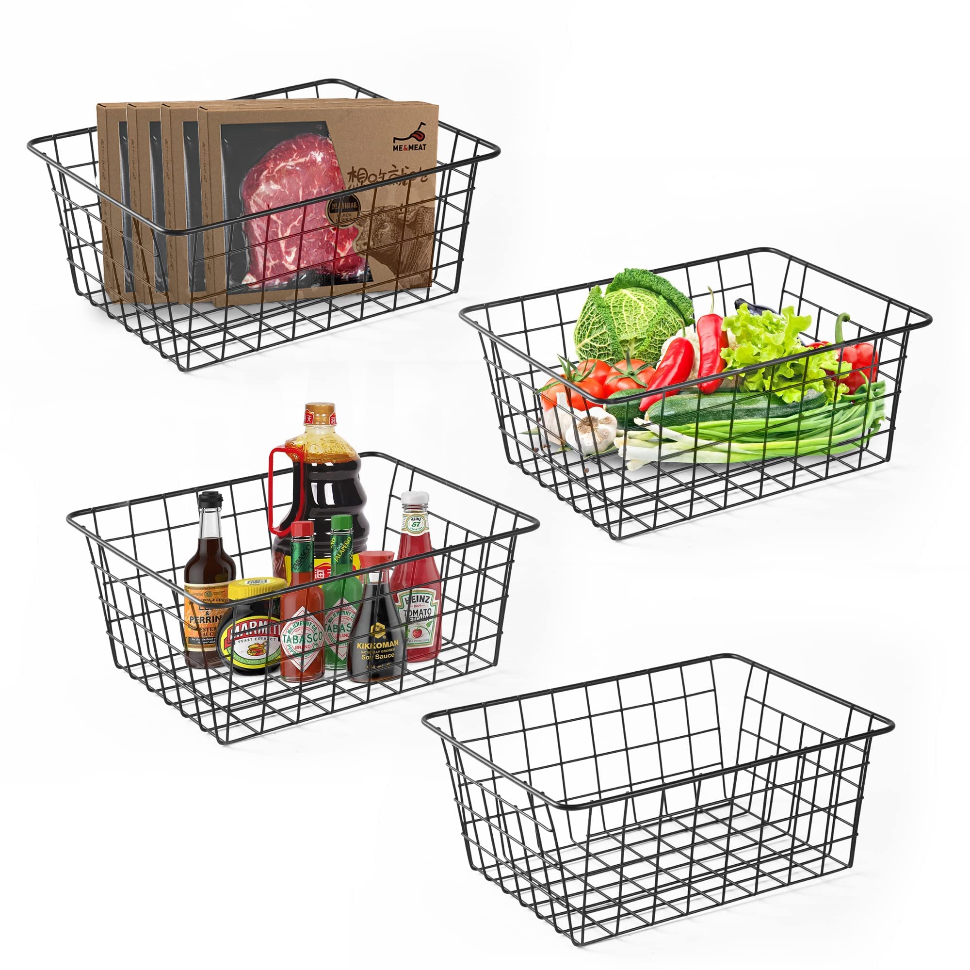 Pantry Baskets Pantry Organization And Storage 4 Pack Large Wire Baskets For Organizing Pantry Storage Bins Wire Basket For Stor