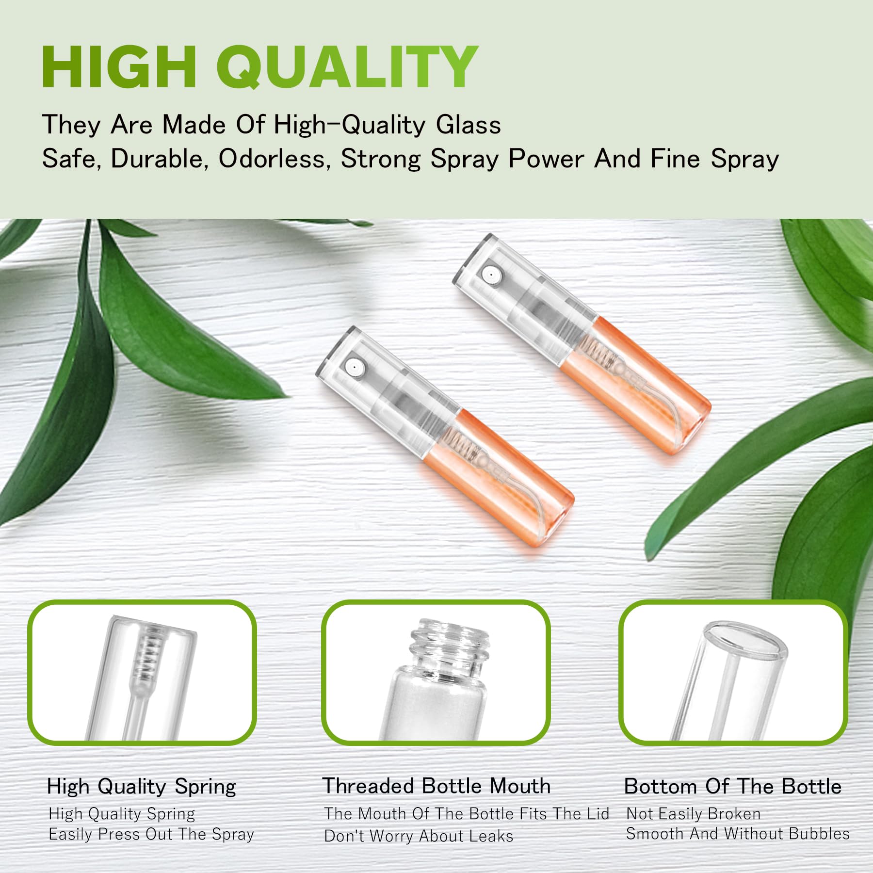 Csdtylh Mini Spray Bottle 3Ml, Refillable Glass Spray Bottle, Glass Bottle Atomizer, Perfume Mouthwash Atomizer For Cleaning 3Ml