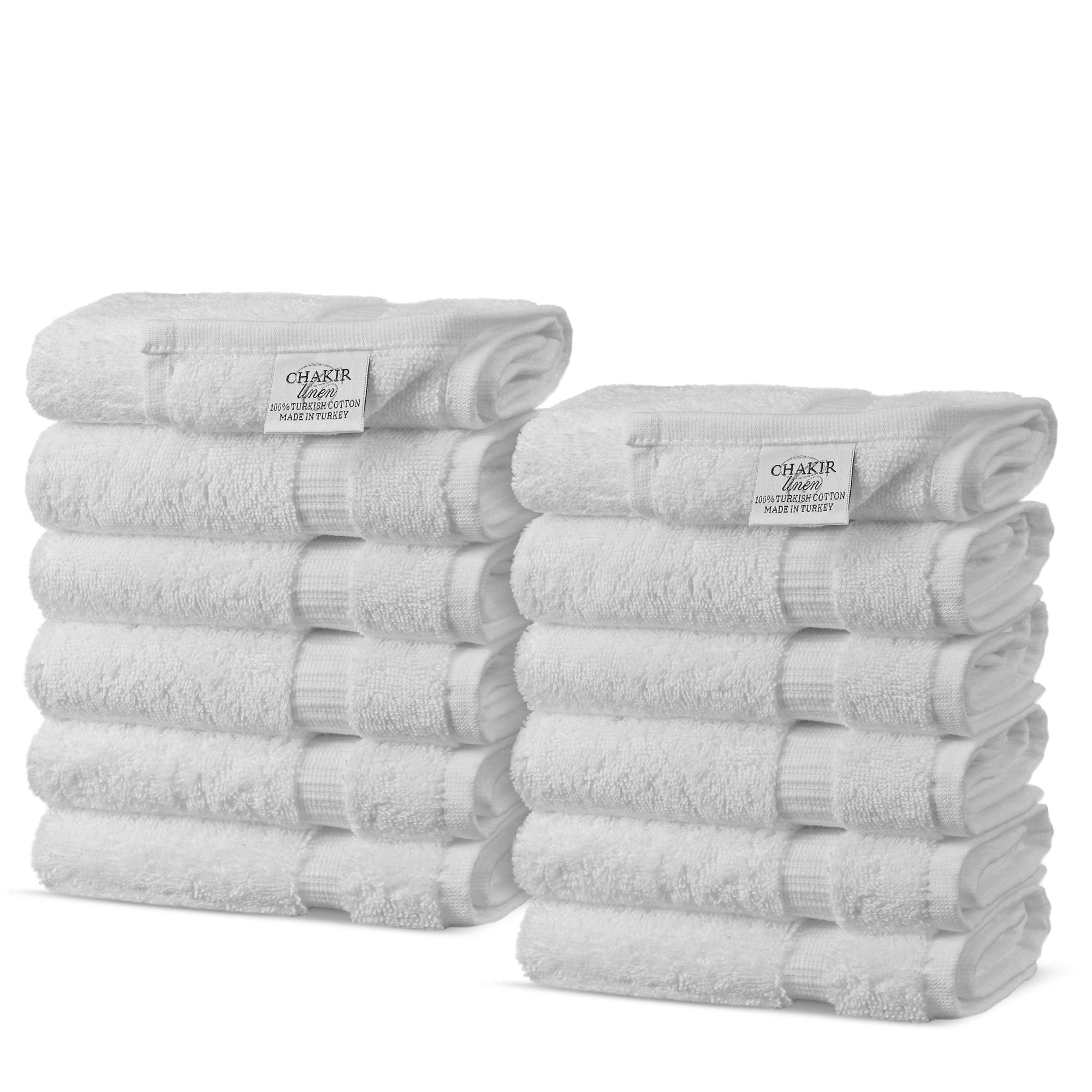 Chakir Turkish Linens | Hotel & Spa Quality 100% Cotton Premium Turkish Towels | Soft & Absorbent (12-Piece Washcloths  White)