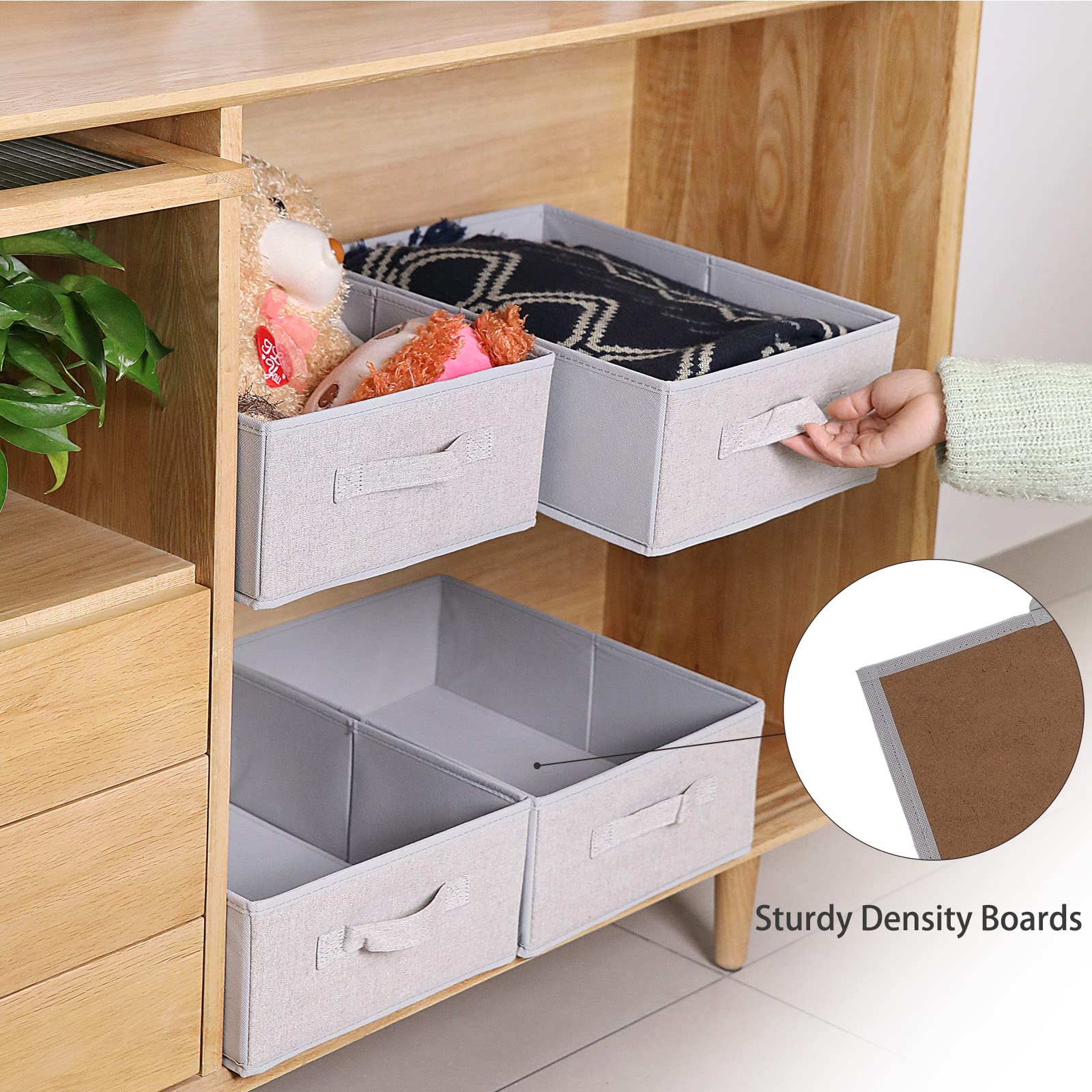 Bomkee Clothings Collapsible Storage Bins, Foldable Organizers And Storage Baskets Cube Storage Bin For Bedroom Living Room (4 P