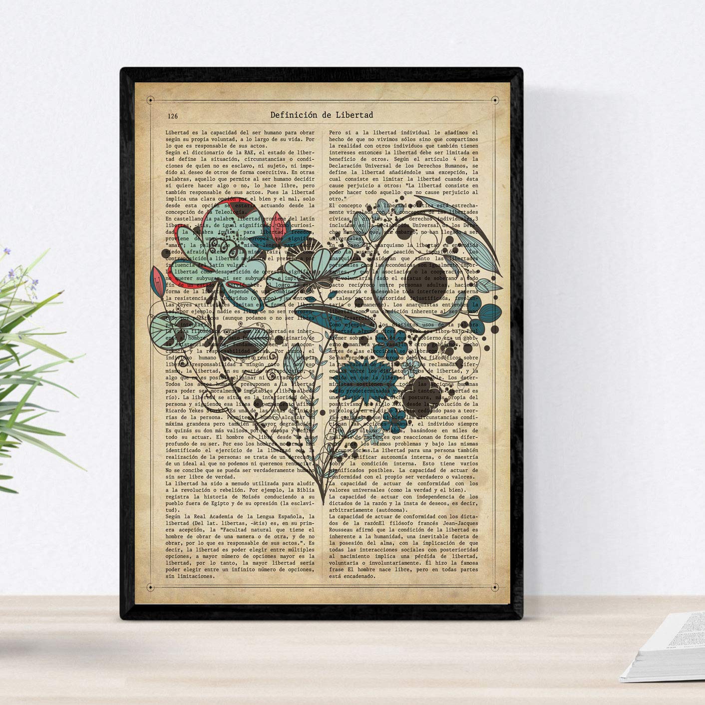 Nacnic Poster Heart Of Blue Flowers. Romantic Love Films With Definitions. Illustrations For Your Partner, Family, Woman, ... Si