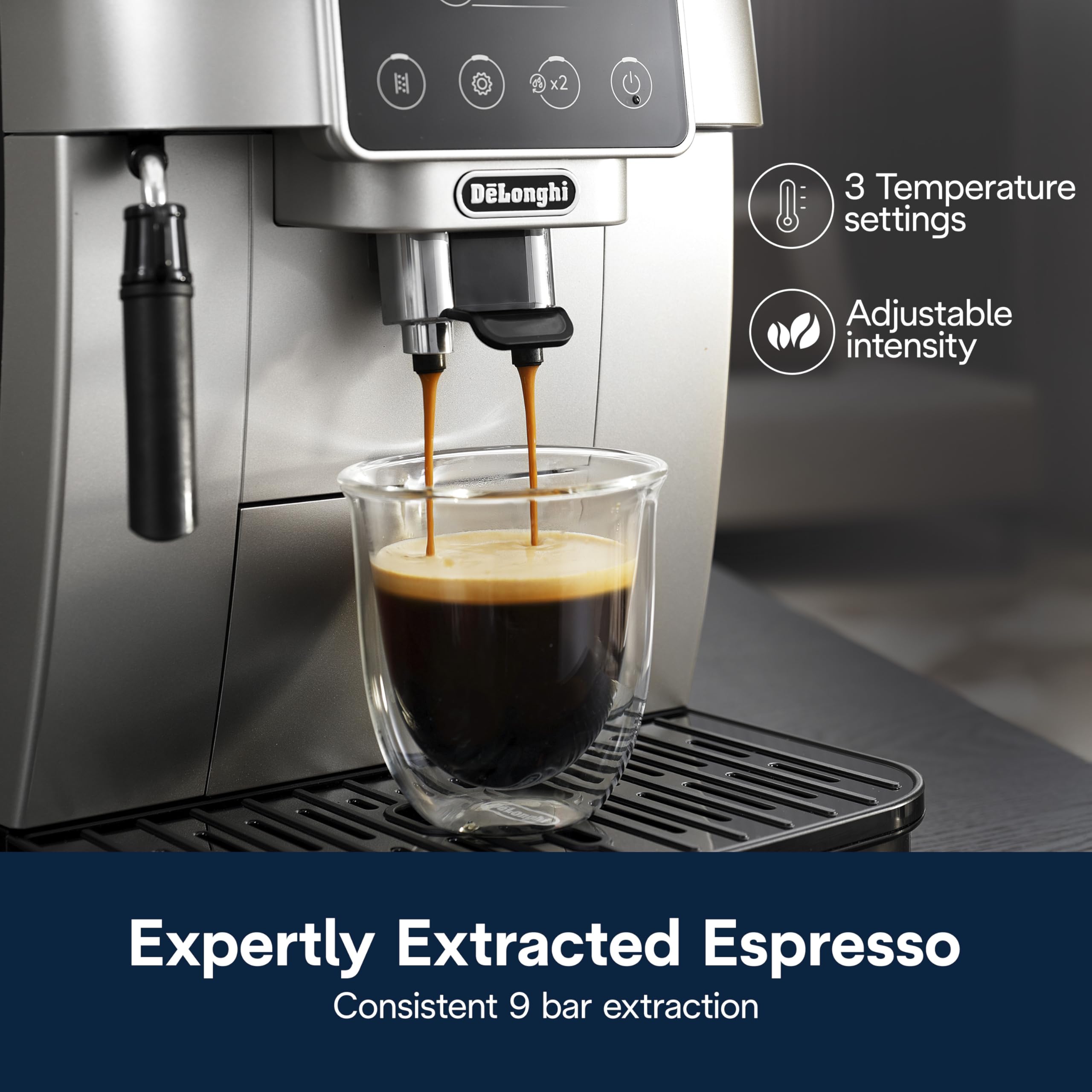 DeLonghi Magnifica Start Automatic Espresso Machine with Manual Milk Frother & Built in Grinder - 3 One-Touch Recipes, Easy-to-