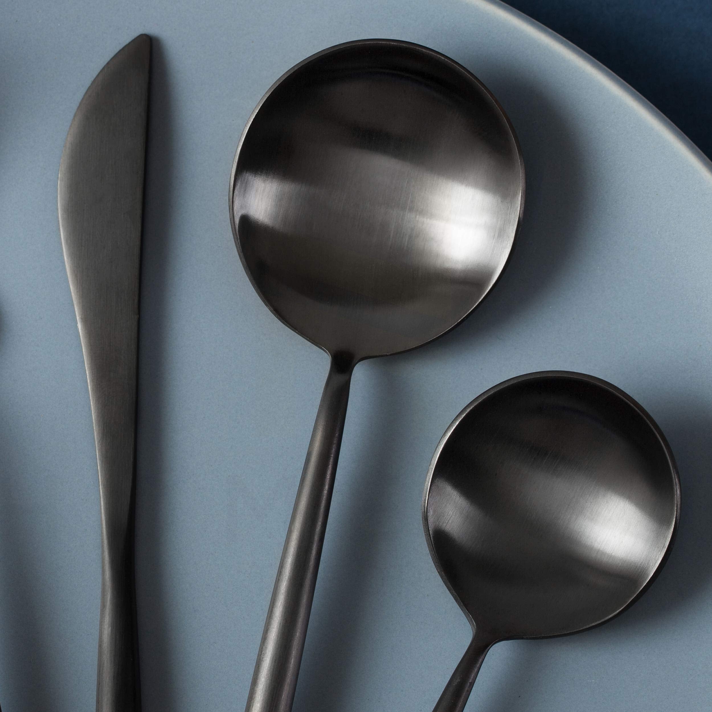 Homelux Theory 18/10 Stainless Steel Kitchen Silverware Set, 4 Sets Of 5Pc Matte Black Silverware Set Dishwasher Safe, Modern Ut