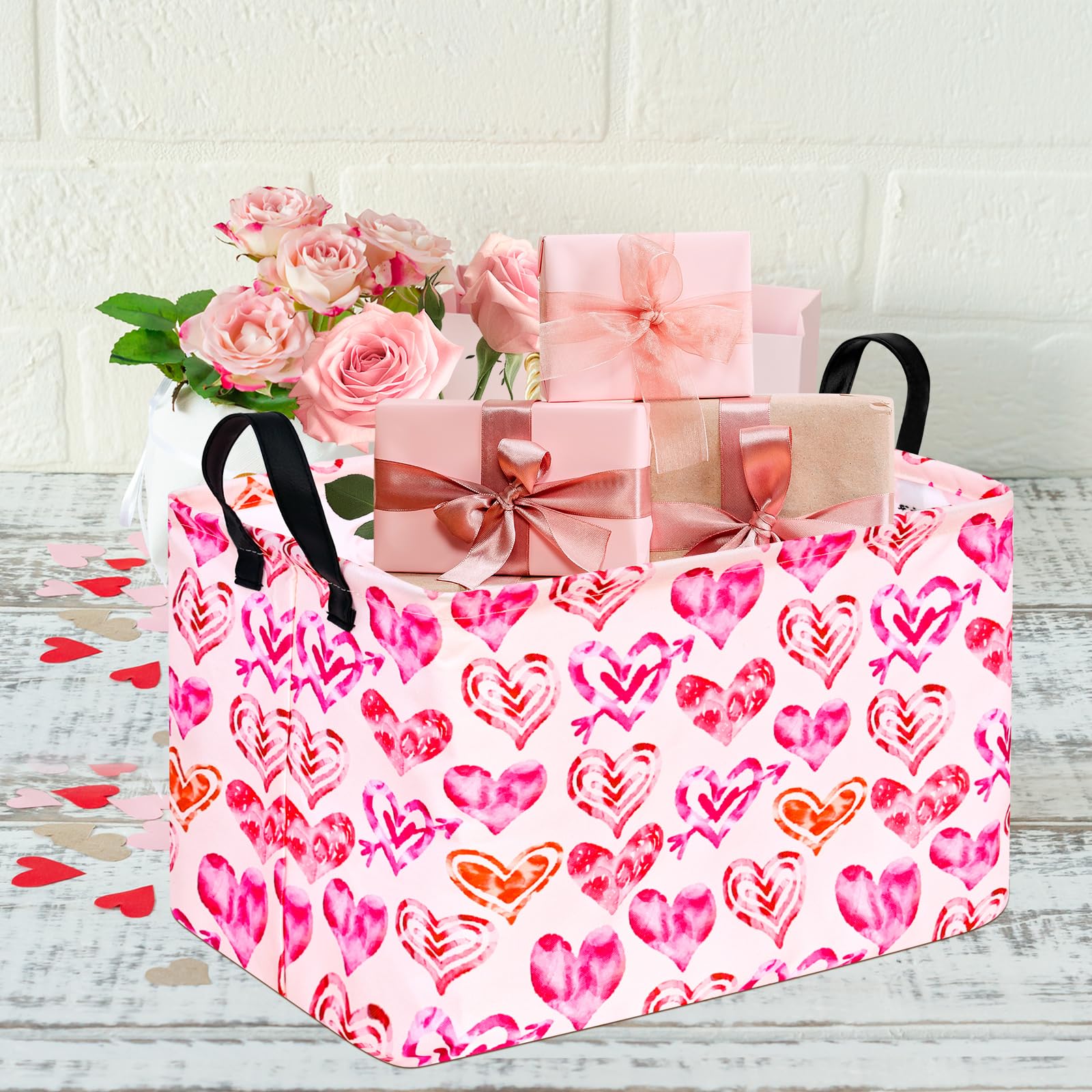 Acmuuni Heart Basket For Gifts Valentine Basket Pink Storage Basket Clothes Laundry Basket Storage Box Shelf Basket Toys Storage