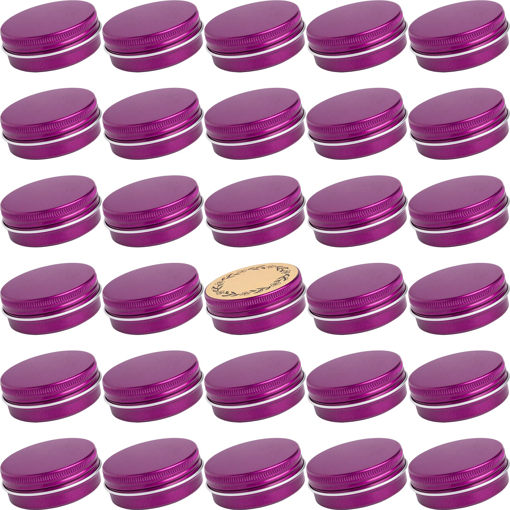 1 Oz / 30Ml Screw Top Aluminum Tin Jar With Screw Lid And Blank Labels (Purple - Pack Of 32)