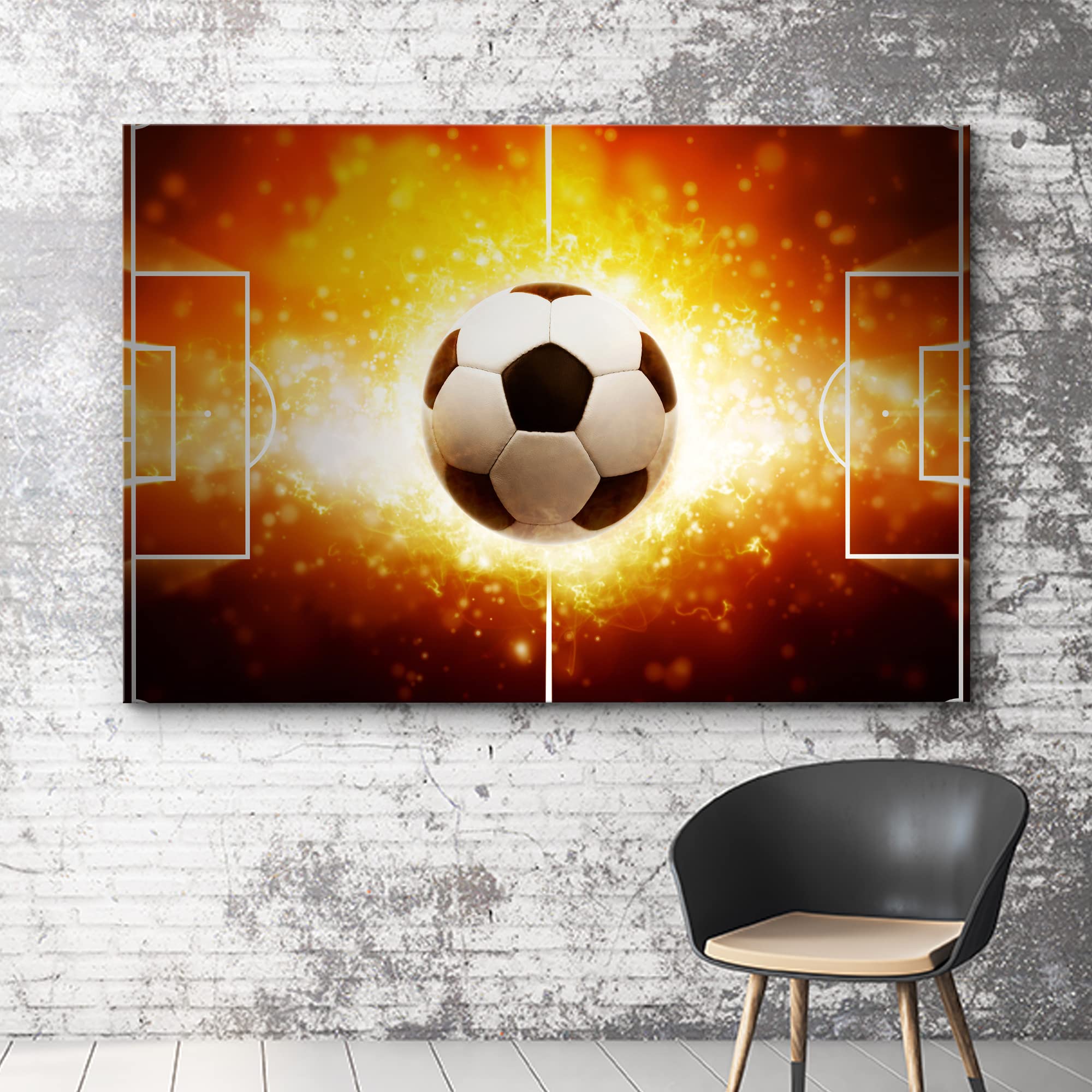 Wall26 Canvas Print Wall Art Blazing Fire Vibrant Soccer Ball World Cup Boys Room Decor Sports Fitness Photography Realism Decor