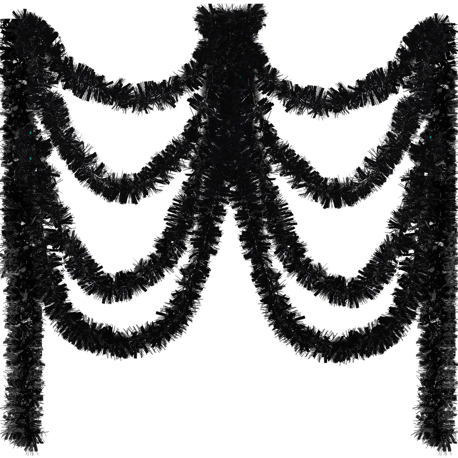 Shappy 393.7 ft 6 Roll Halloween Tinsel Garland Glitter Shiny Tinsel Garland Metallic Foil Hanging Decor for Parade Float Christ