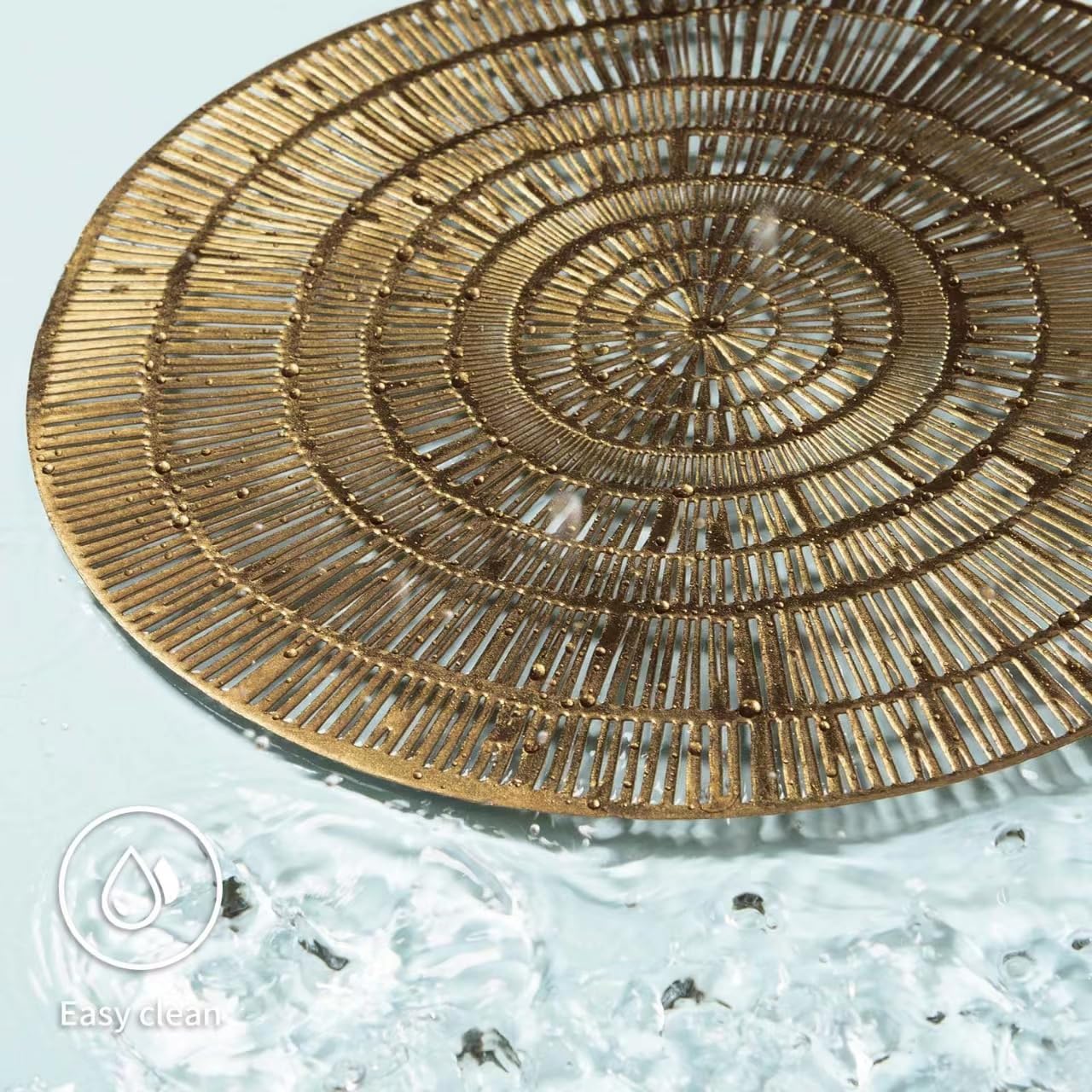 Funwheat Round Gold Mentalic Placemats Set Of 6 Washable Easy Clean Place Mats Indoor Outdoor Shining Table Mats(Gold Circle)