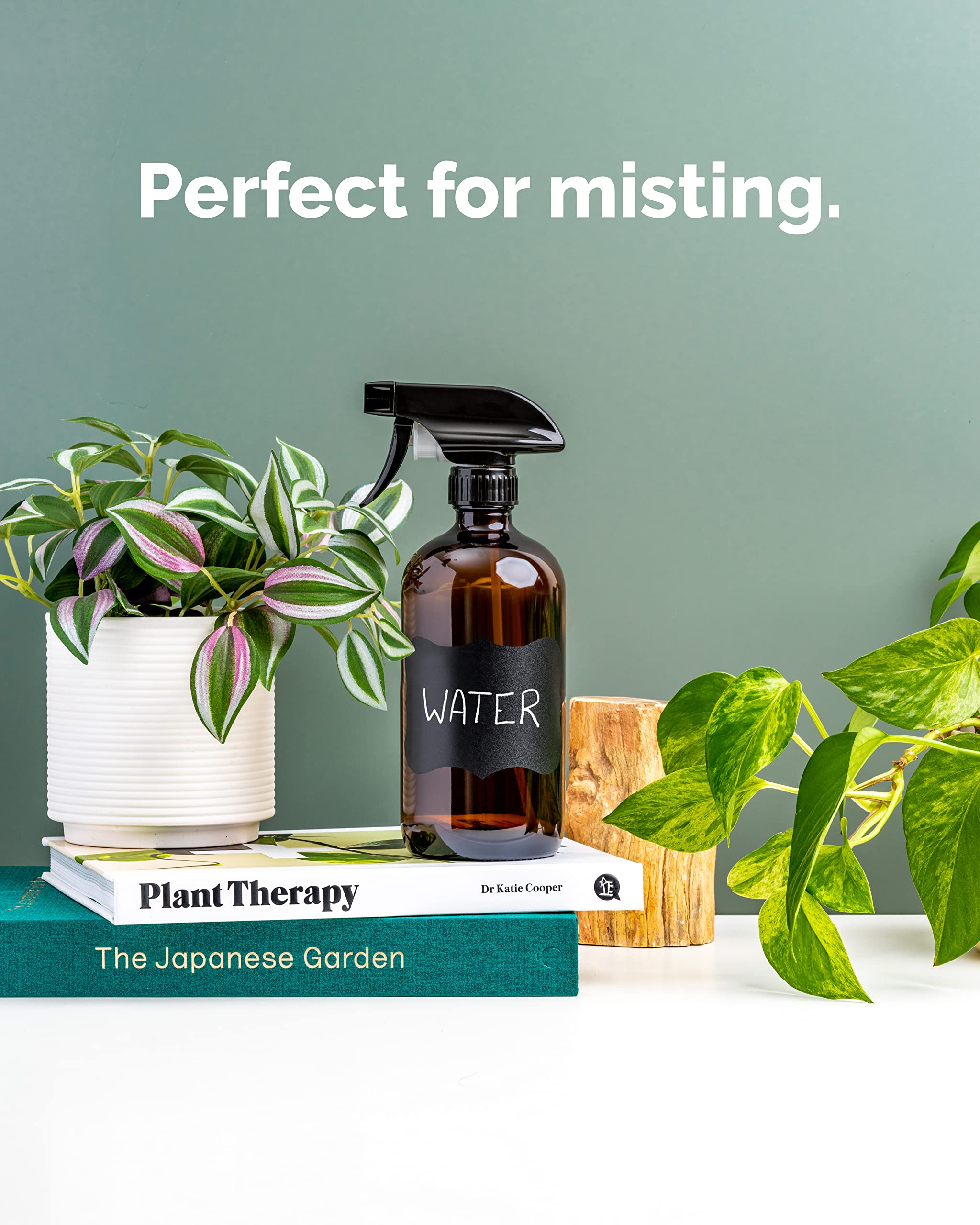 Vine Creations Amber Glass Spray Bottles, 2 Pack Glass Spray Bottles For Cleaning Solutions, 16 Oz Spray Bottle For Cleaning, Mi