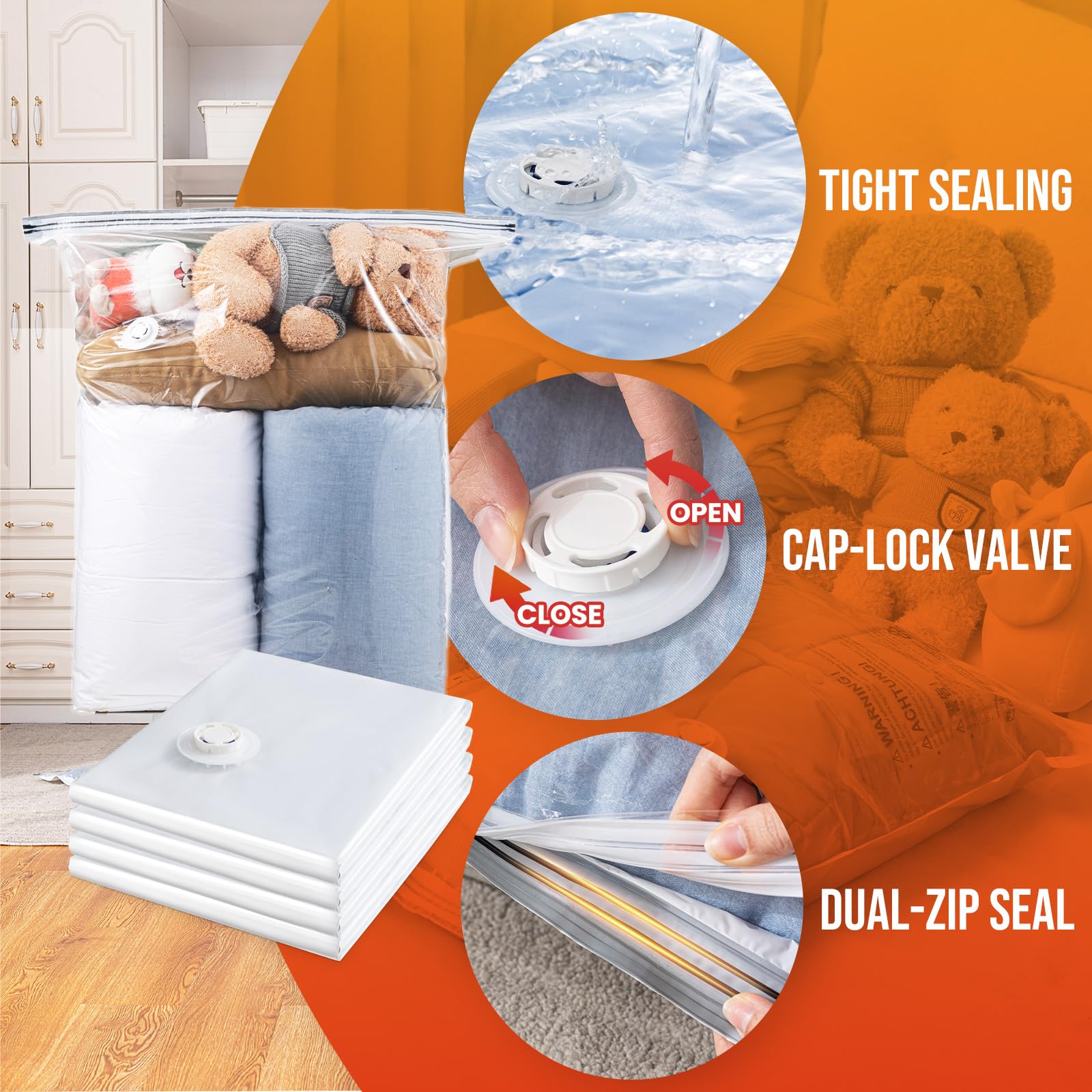 TAILI 10 Pack Vacuum Storage Bags for Comforter and Blankets  Jumbo Vacuum Seal Bags for Bedding 40x31 Inch  Space Saver Bags for Clothes  Pillows  Saving More Closet Space