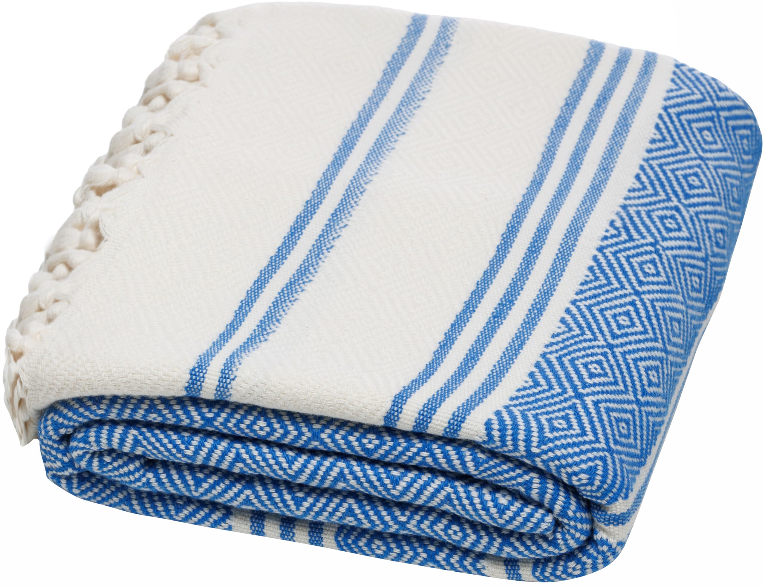 Demmex Certified Organic Turkish Cotton Beach And Bath Towel, Peshtemal Towel Blanket, Prewashed, Diamond Weave, 71X36 Inches (R