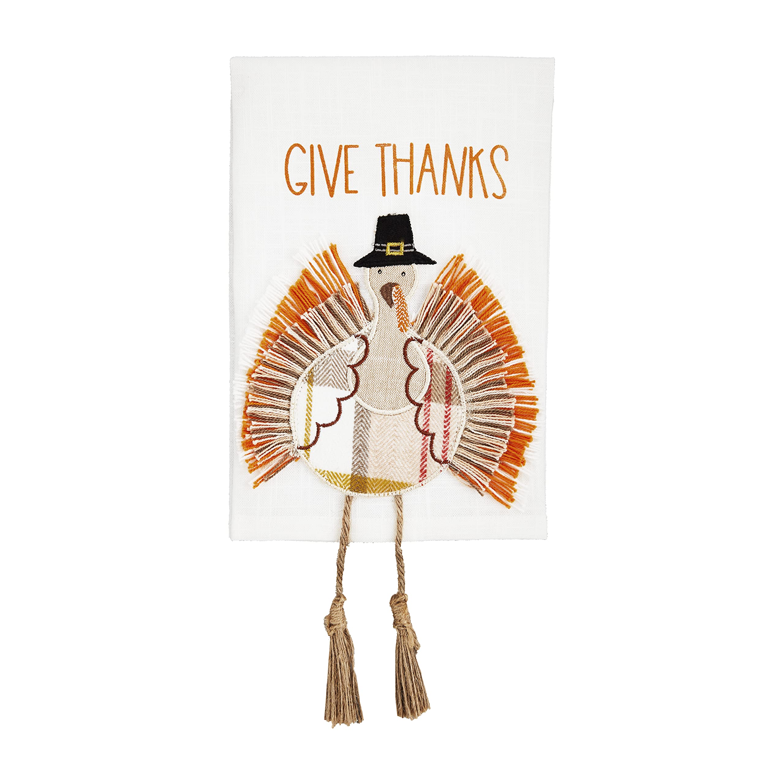 Mud Pie Thanksgiving Turkey Dangle Leg Towel, Give Thanks, 21'' X 14''