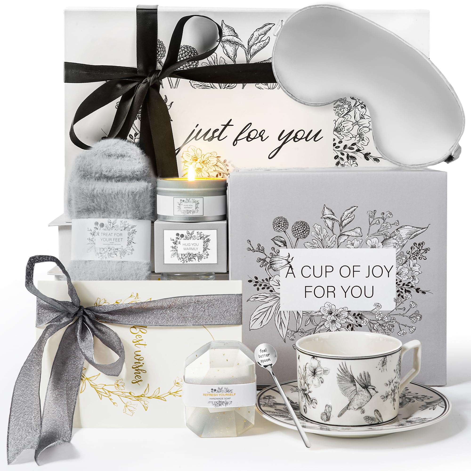 WECURATED Get Well Soon Gift Baskets for Women - Feel Better Self Care Gifts Care Package for Women, Thinking of You Gift Basket