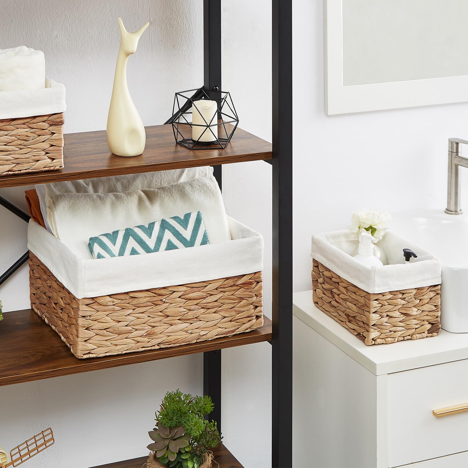 Vagusicc Wicker Basket, 3-Pack Water Hyacinth Wicker Storage Basket With Handles, Storage Baskets For Organizing, Large Hyacinth