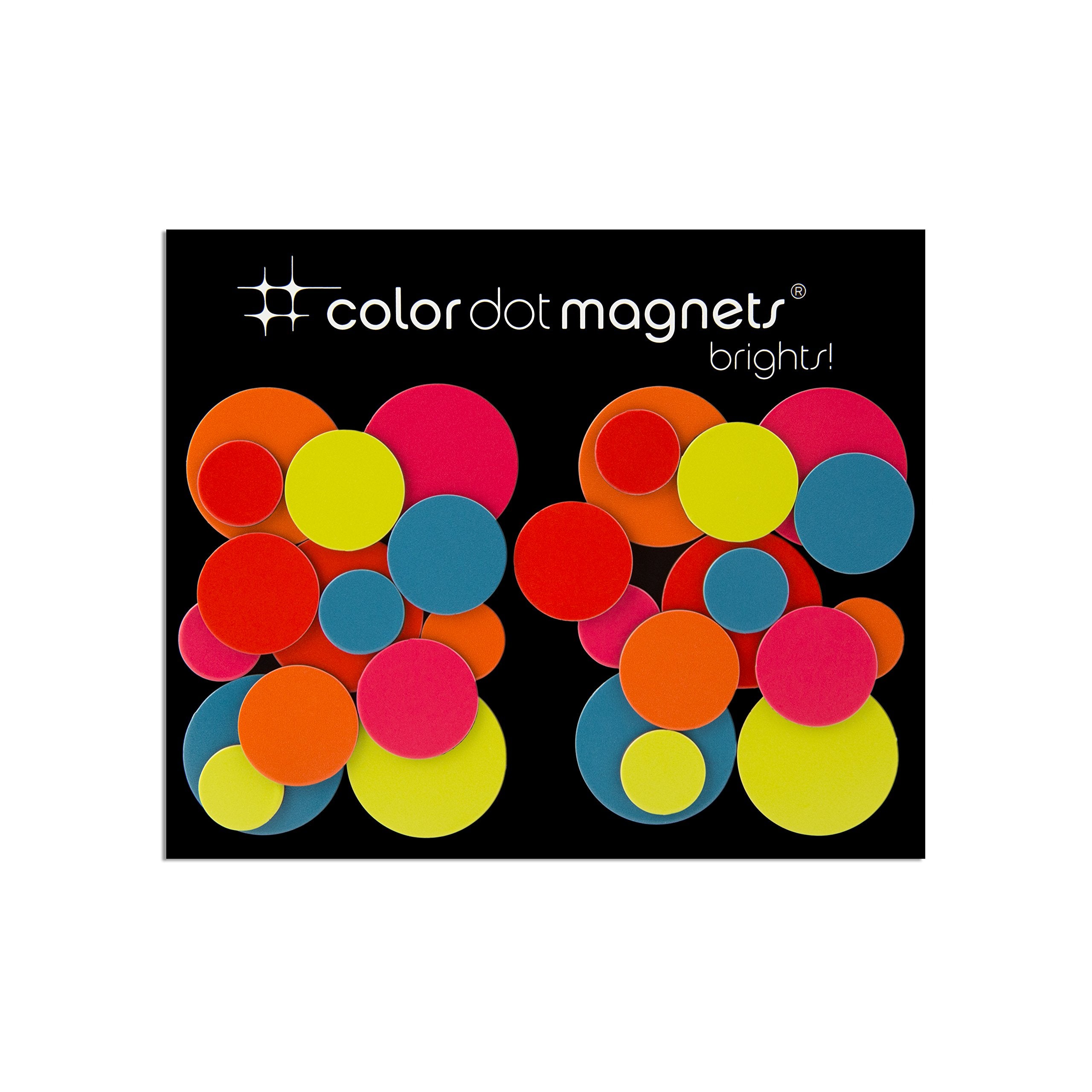 Three by Three Color Dot Magnets, Funky, Vibrant, 30-Pack, Rubber, DECORATIVE MAGNET