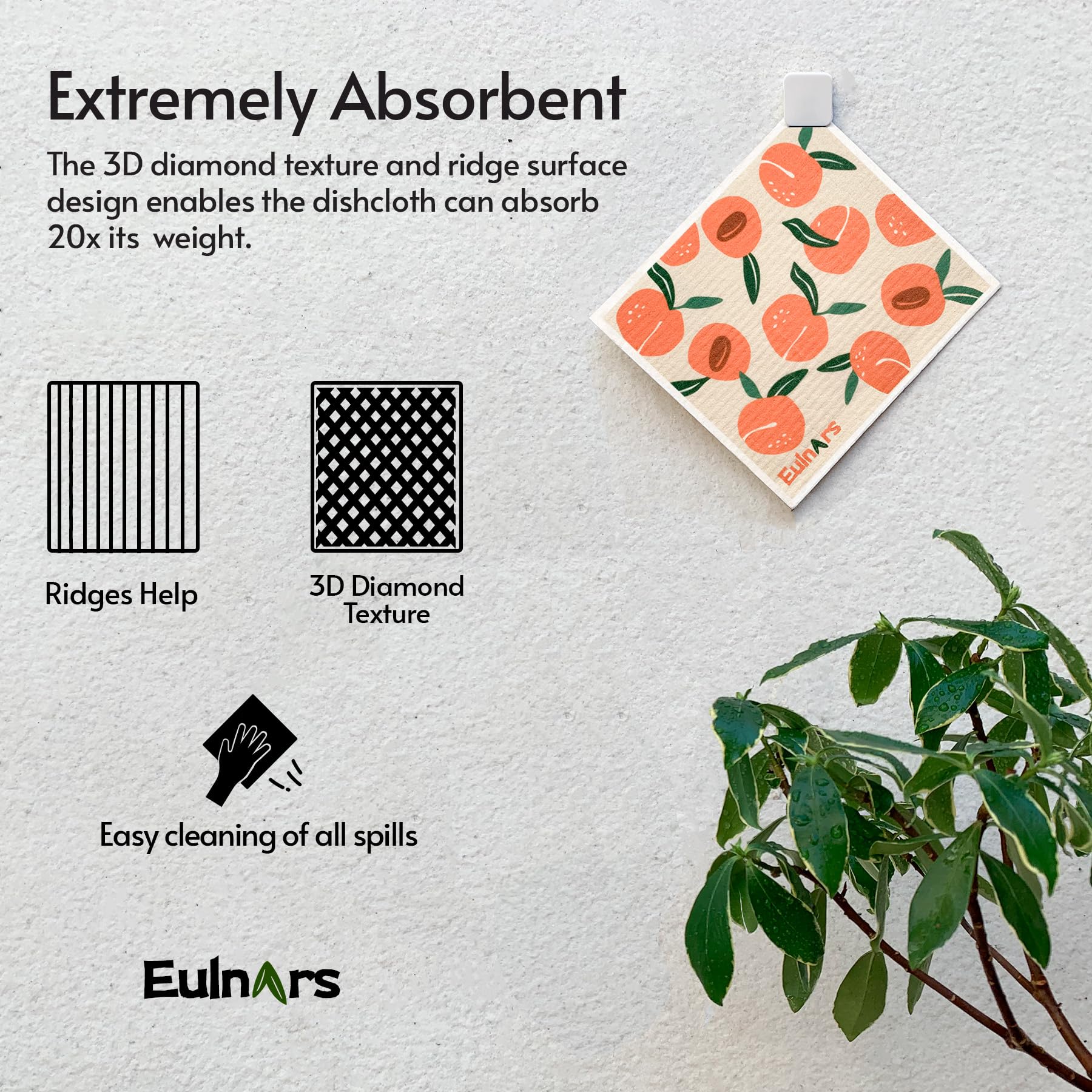 Eulnars Swedish Dishcloths For Kitchen, 8 Pack Reusable Paper Towels With Clips, Non-Scratch Swedish Kitchen Towels, Super Absor